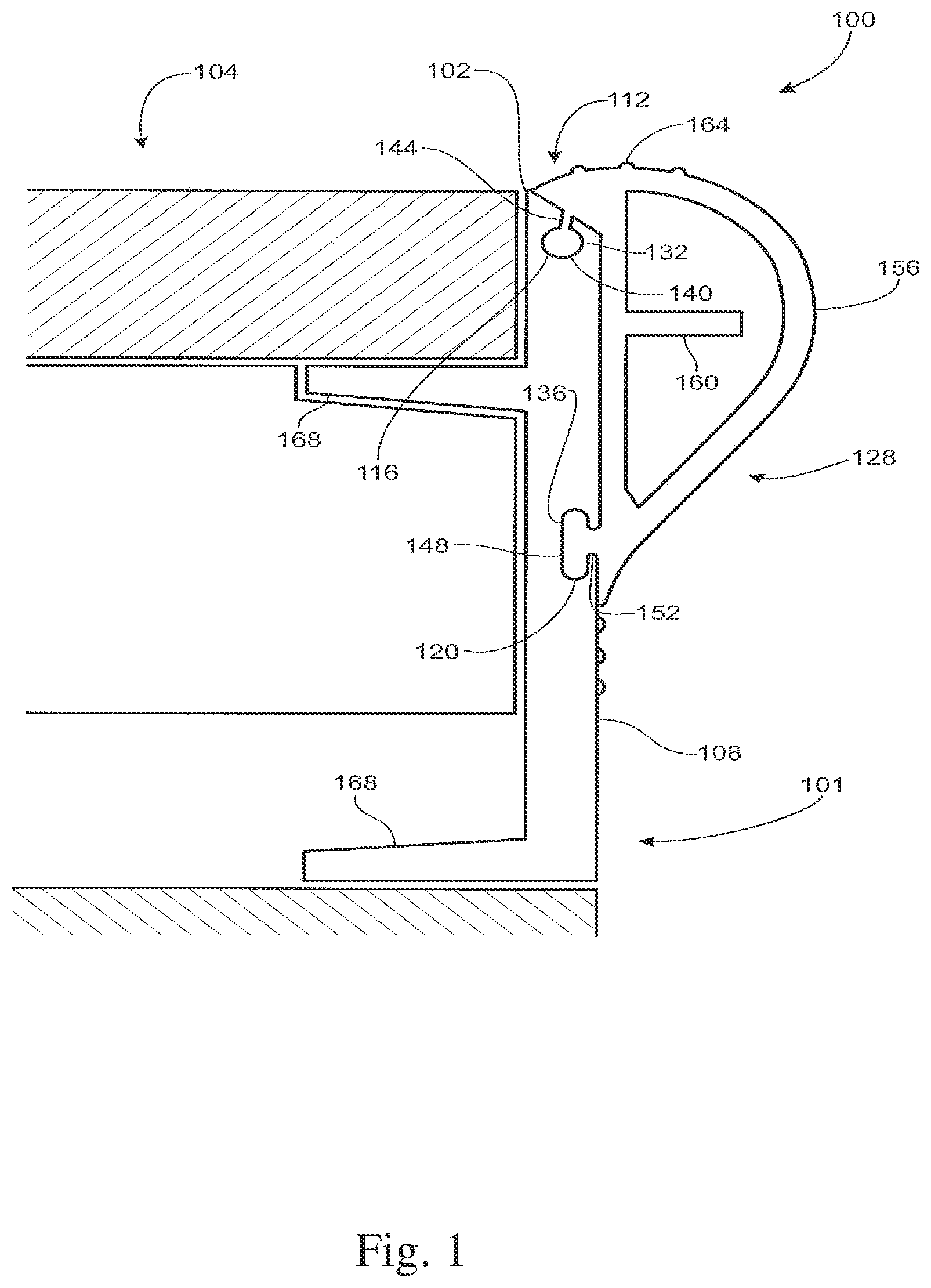 Patent US12338594 Figure 1 – Frame rail assemblies and interlocking frame rail systems