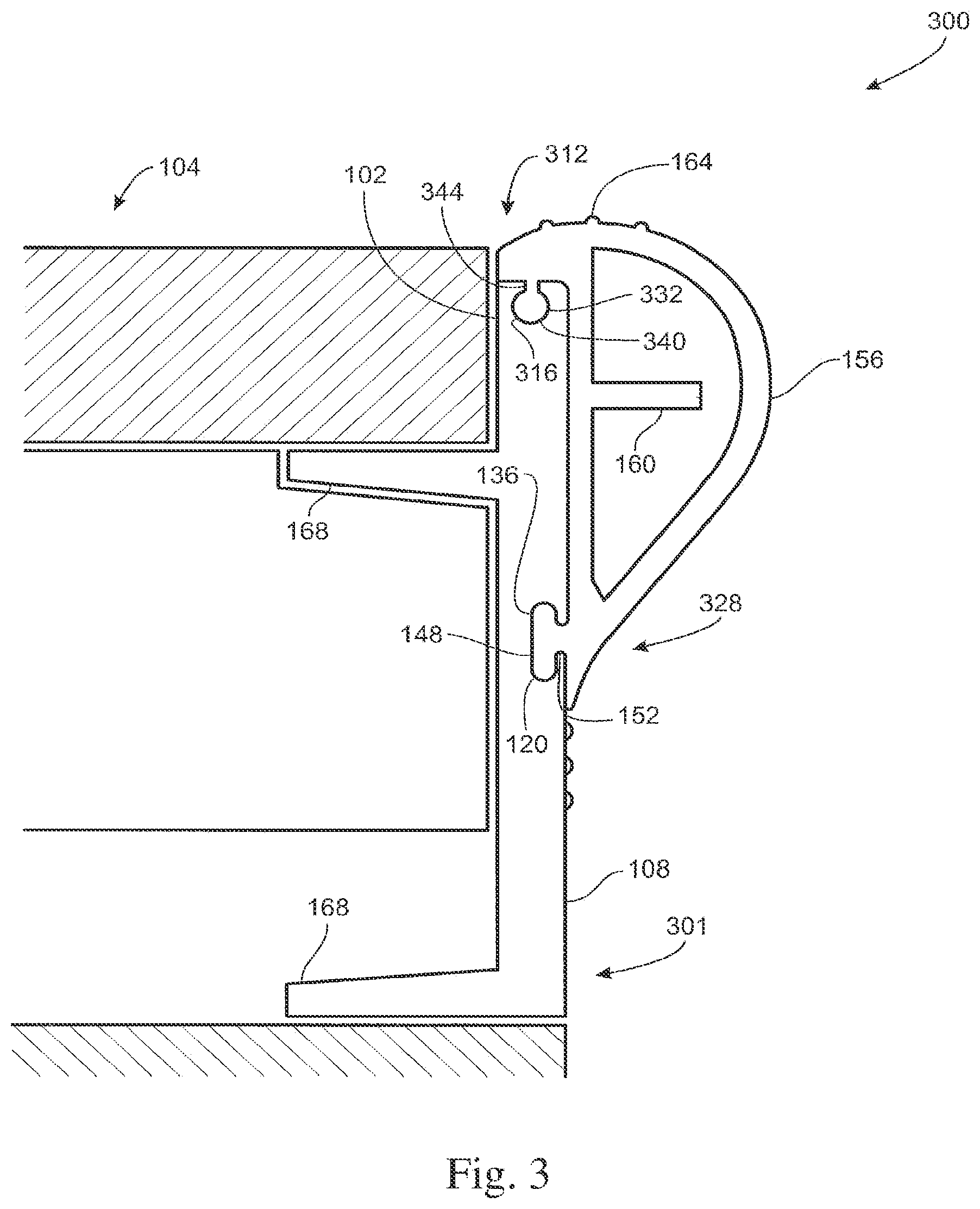Patent US12338594 Figure 3 – Frame rail assemblies and interlocking frame rail systems