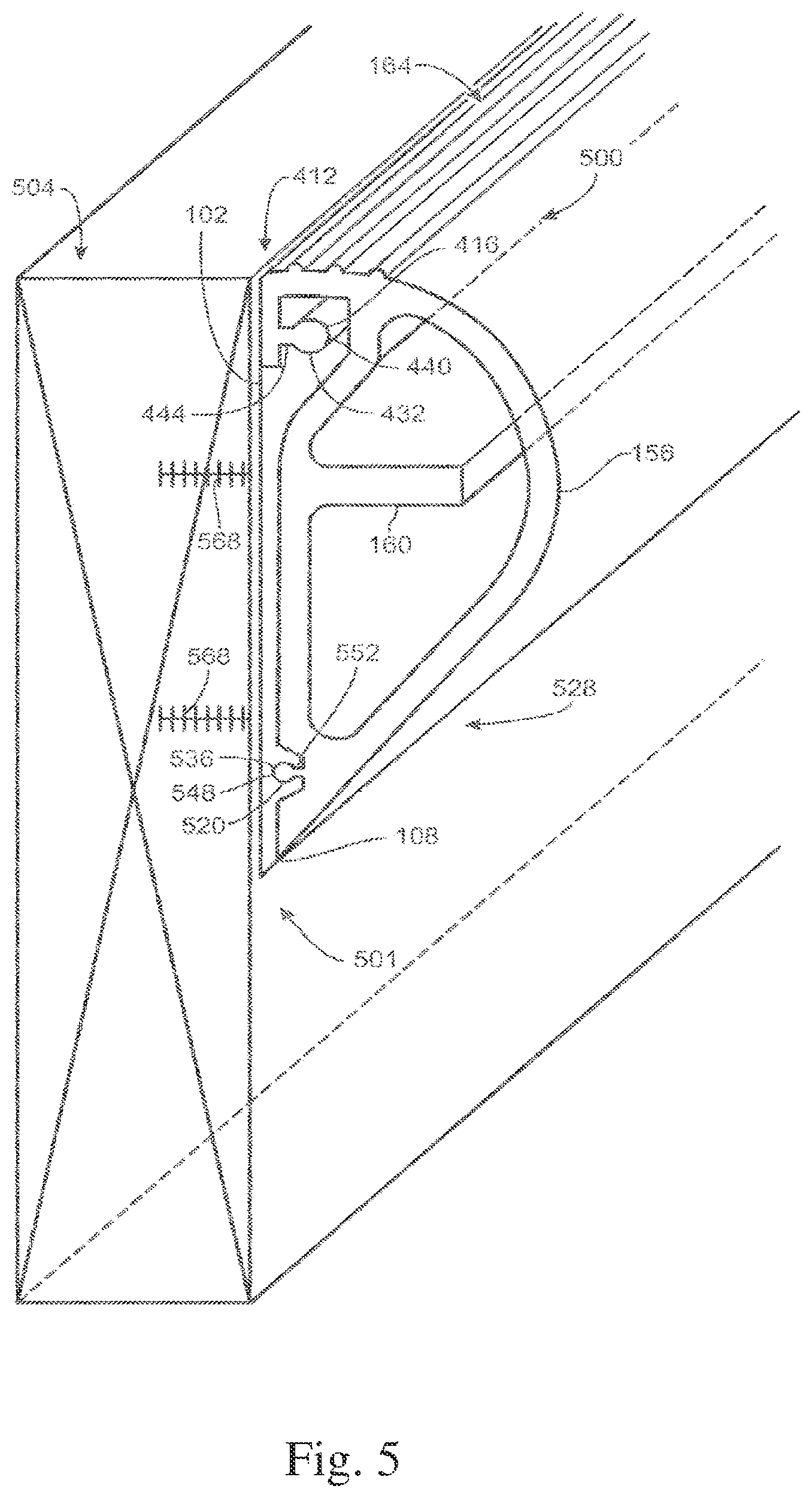 Patent US12338594 Figure 5 – Frame rail assemblies and interlocking frame rail systems