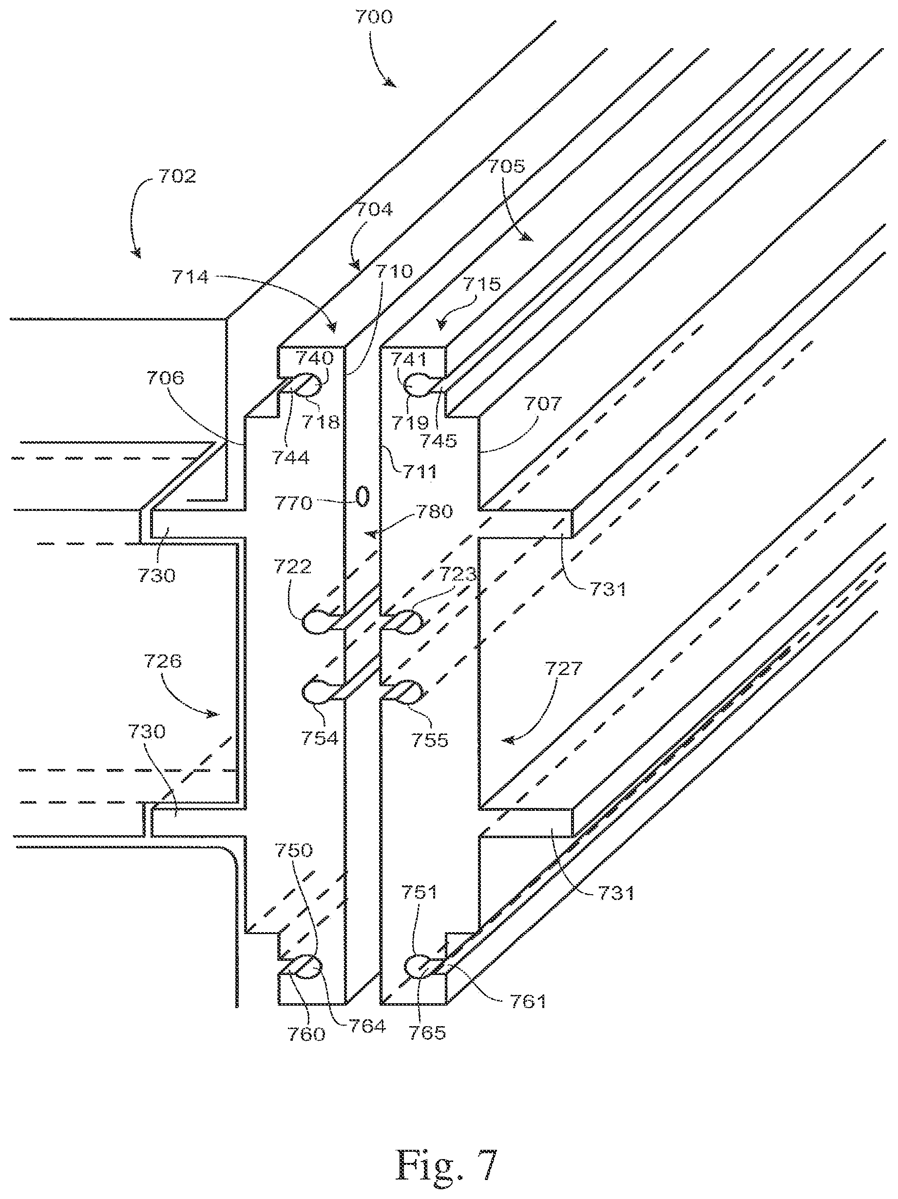 Patent US12338594 Figure 7 – Frame rail assemblies and interlocking frame rail systems
