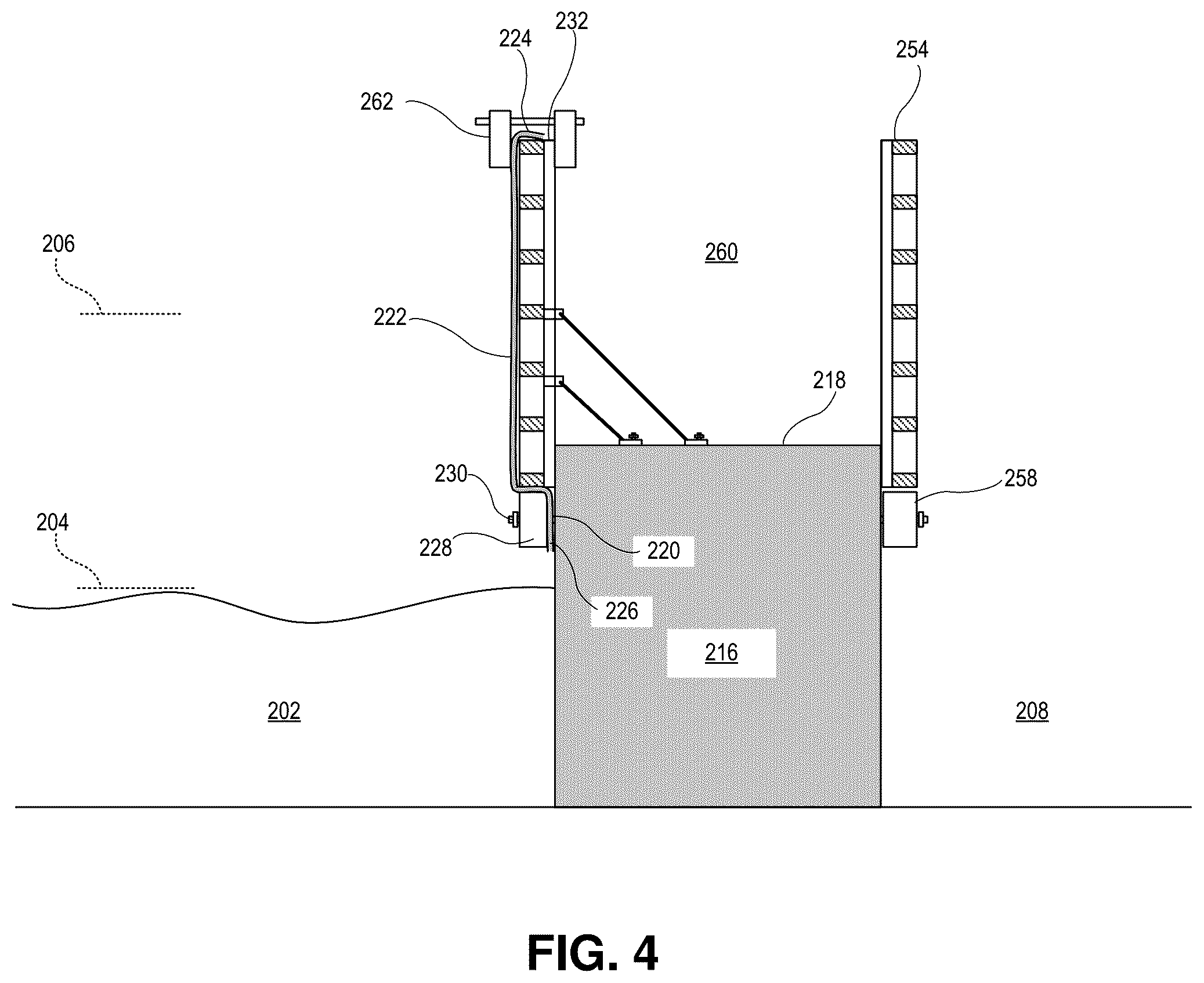 Patent US12338596 Figure 13 – Seawall construction using concrete forms
