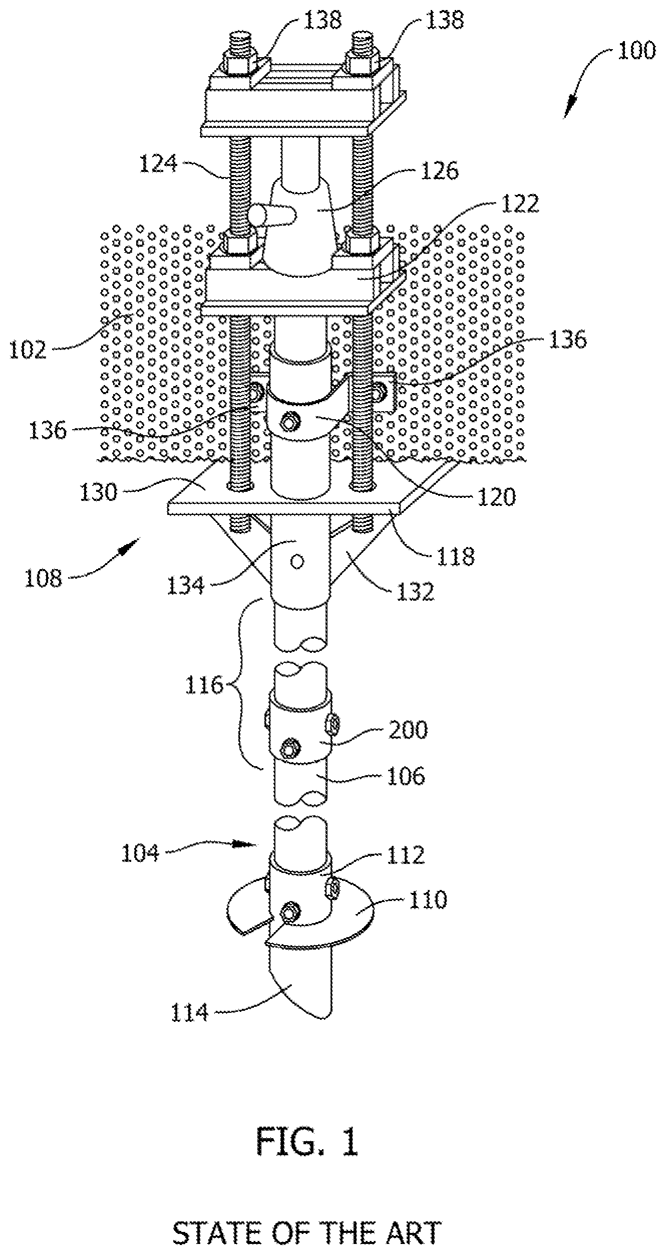 Patent US12338599 — Foundation support systems, assemblies and methods including sleeve coupler and shafts with torque transmitting profiled distal end edges — Figure 1