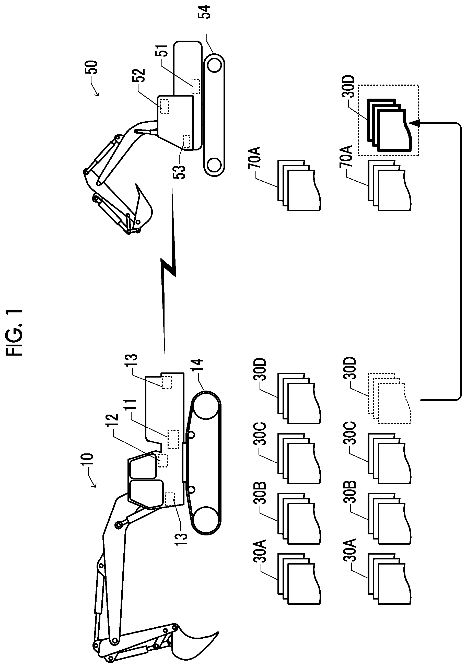Patent US12338605 Figure 1 – Construction machine and information processing system