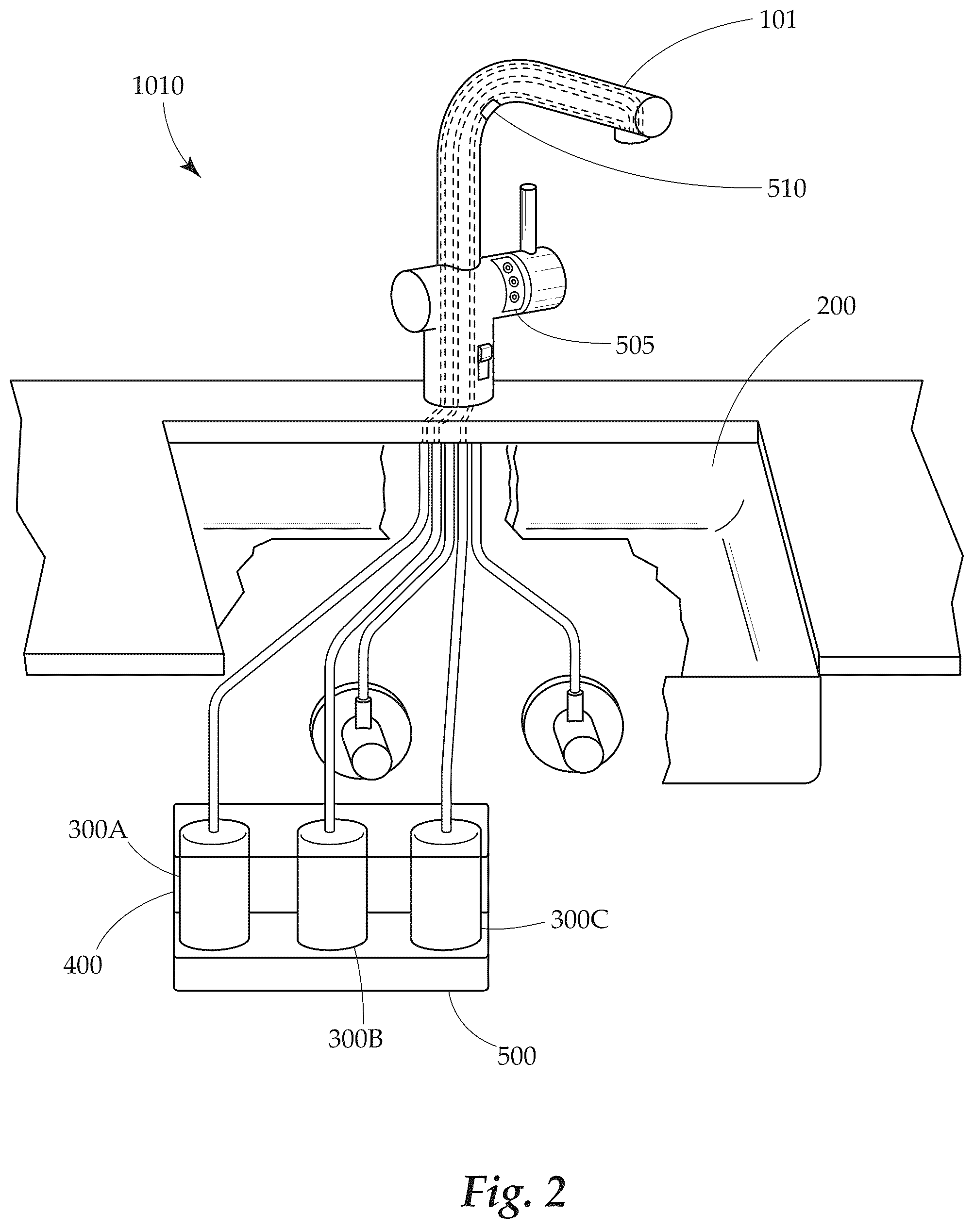 Patent US12338610 Figure 2 – Multifunctional smart faucet