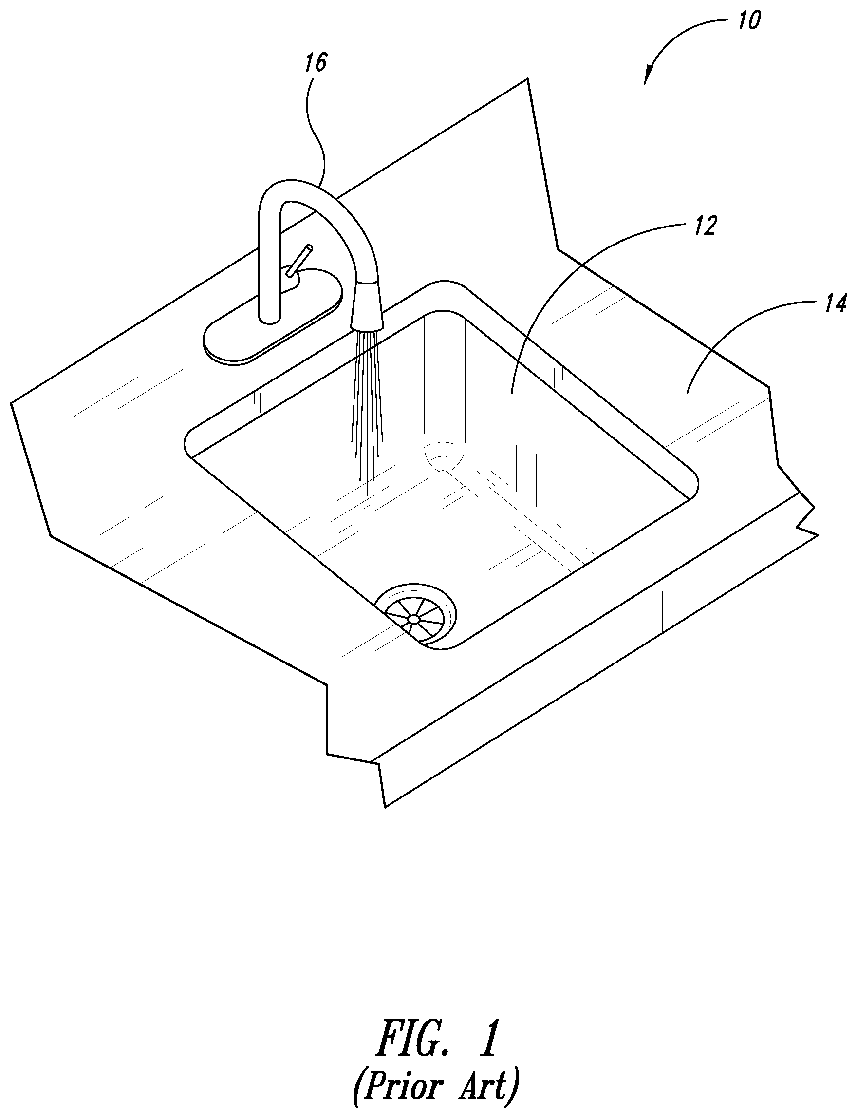 Patent US12338611 Figure 1 – Undermount sink
