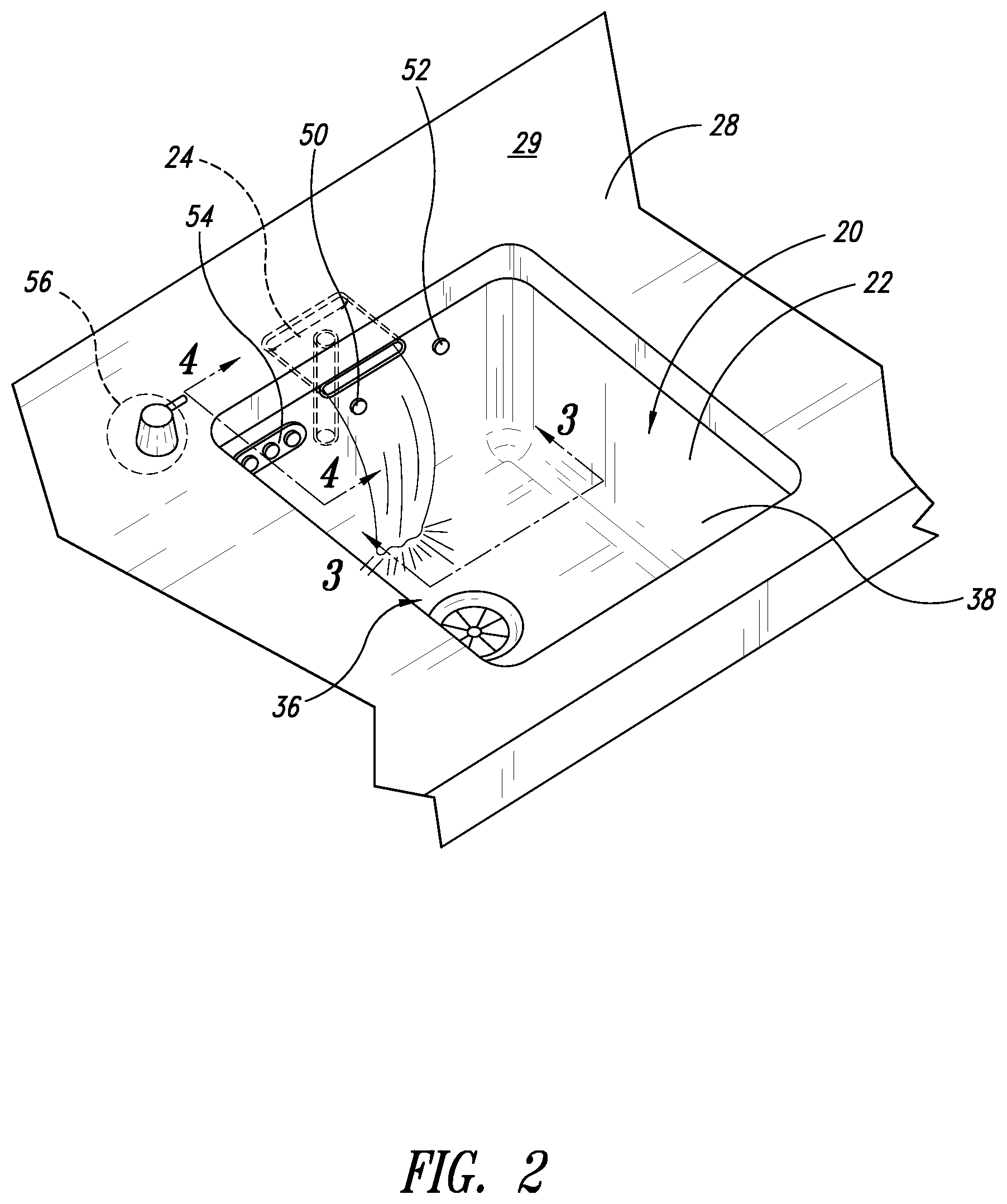 Patent US12338611 Figure 2 – Undermount sink