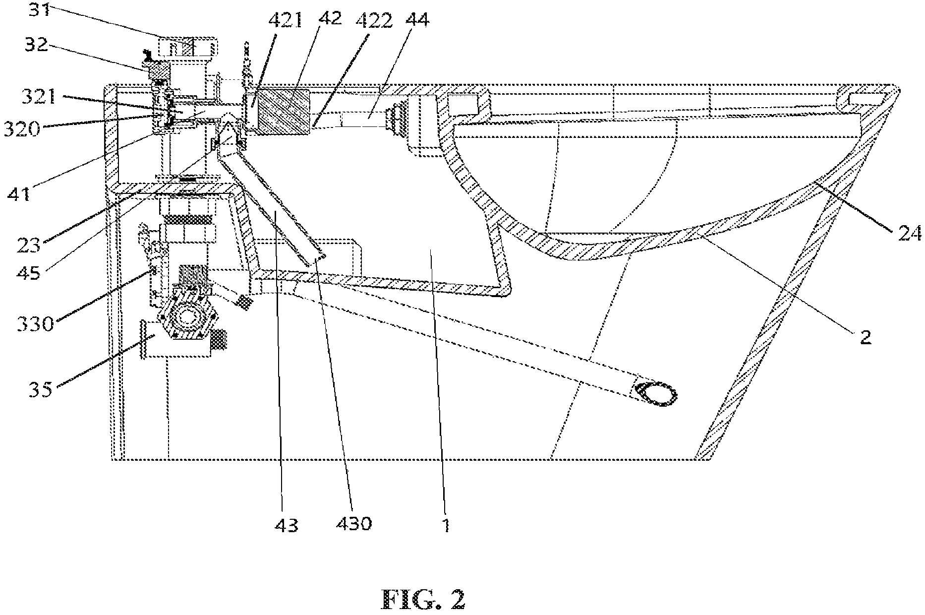 Patent US12338613 Figure 2 – Water supply mechanism for a jet hole