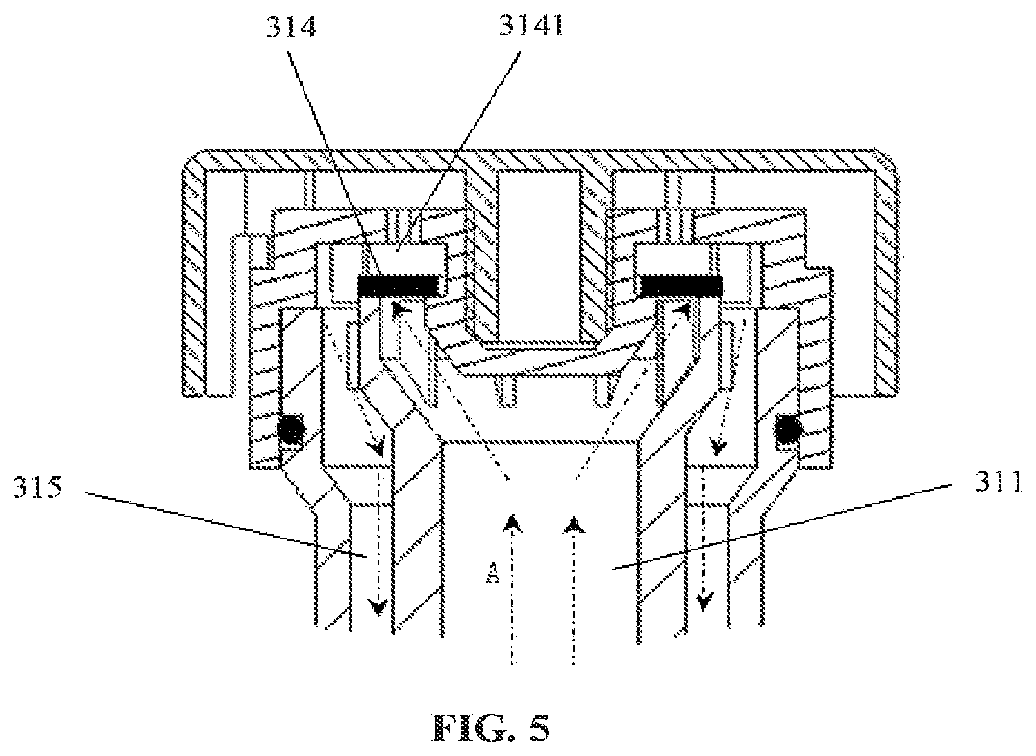 Patent US12338613 Figure 5 – Water supply mechanism for a jet hole