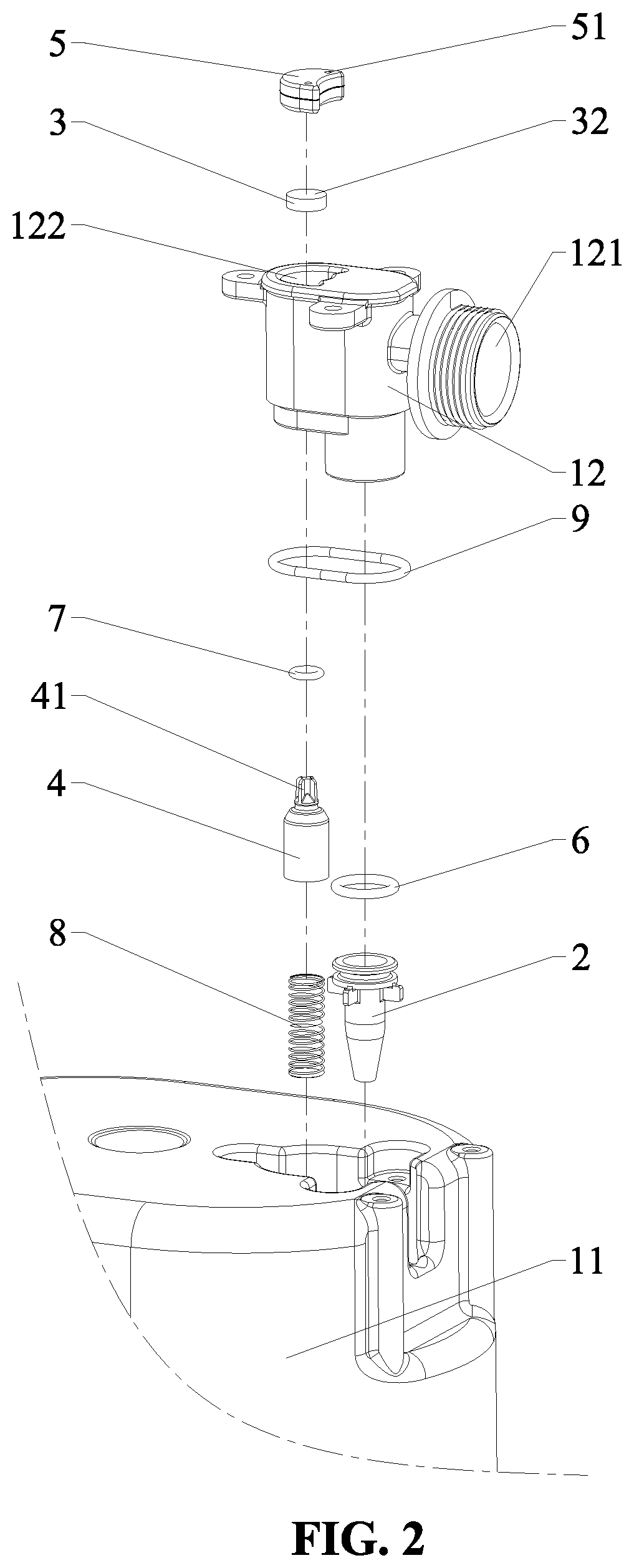 Patent US12338614 Figure 2 – Pressure-assisted flush water tank