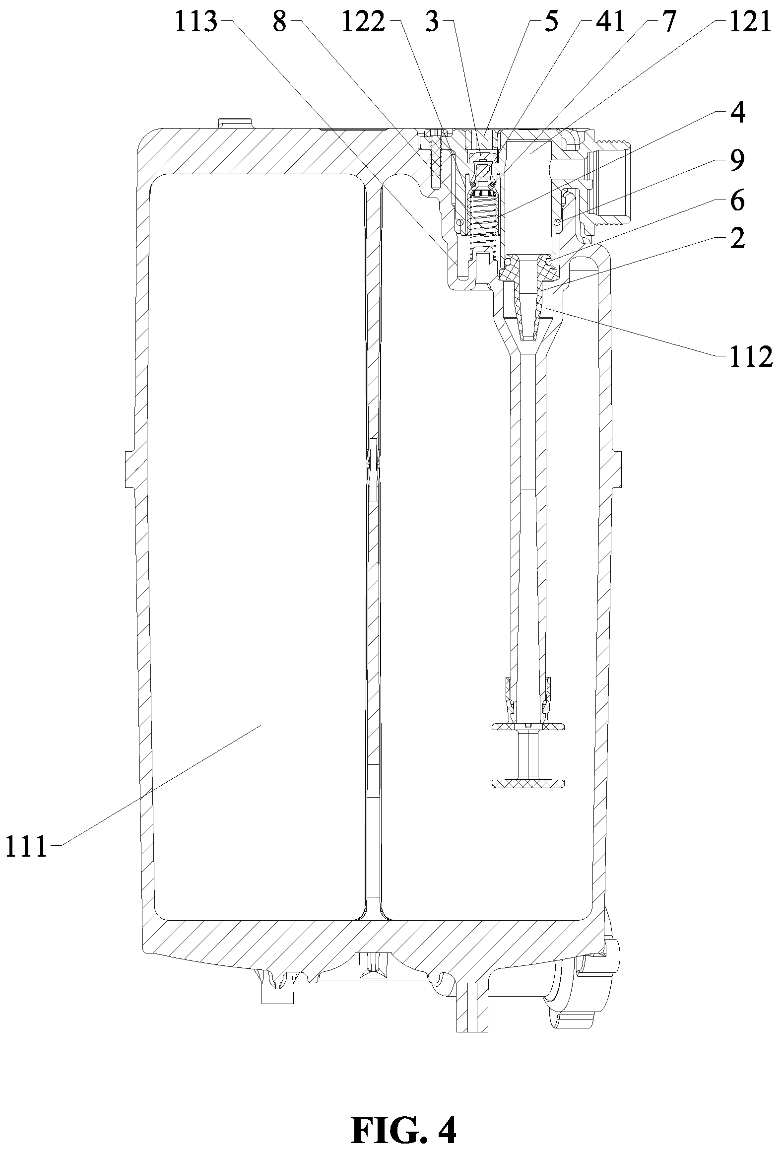 Patent US12338614 Figure 4 – Pressure-assisted flush water tank