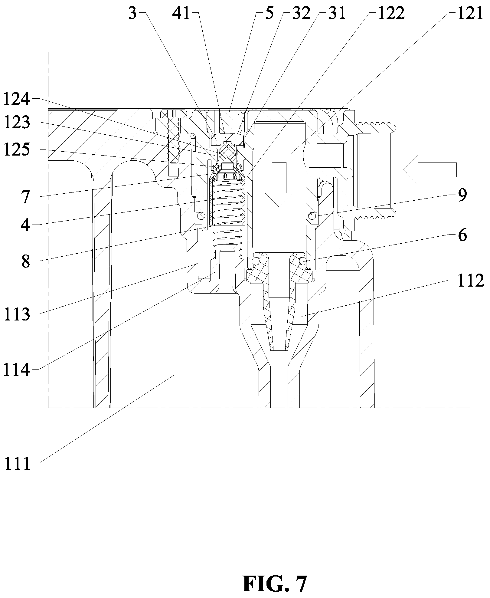 Patent US12338614 Figure 7 – Pressure-assisted flush water tank