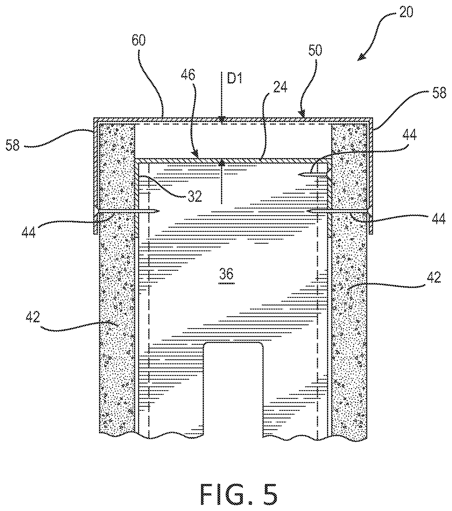 Patent US12338621 Figure 5 – Structural load-bearing wall