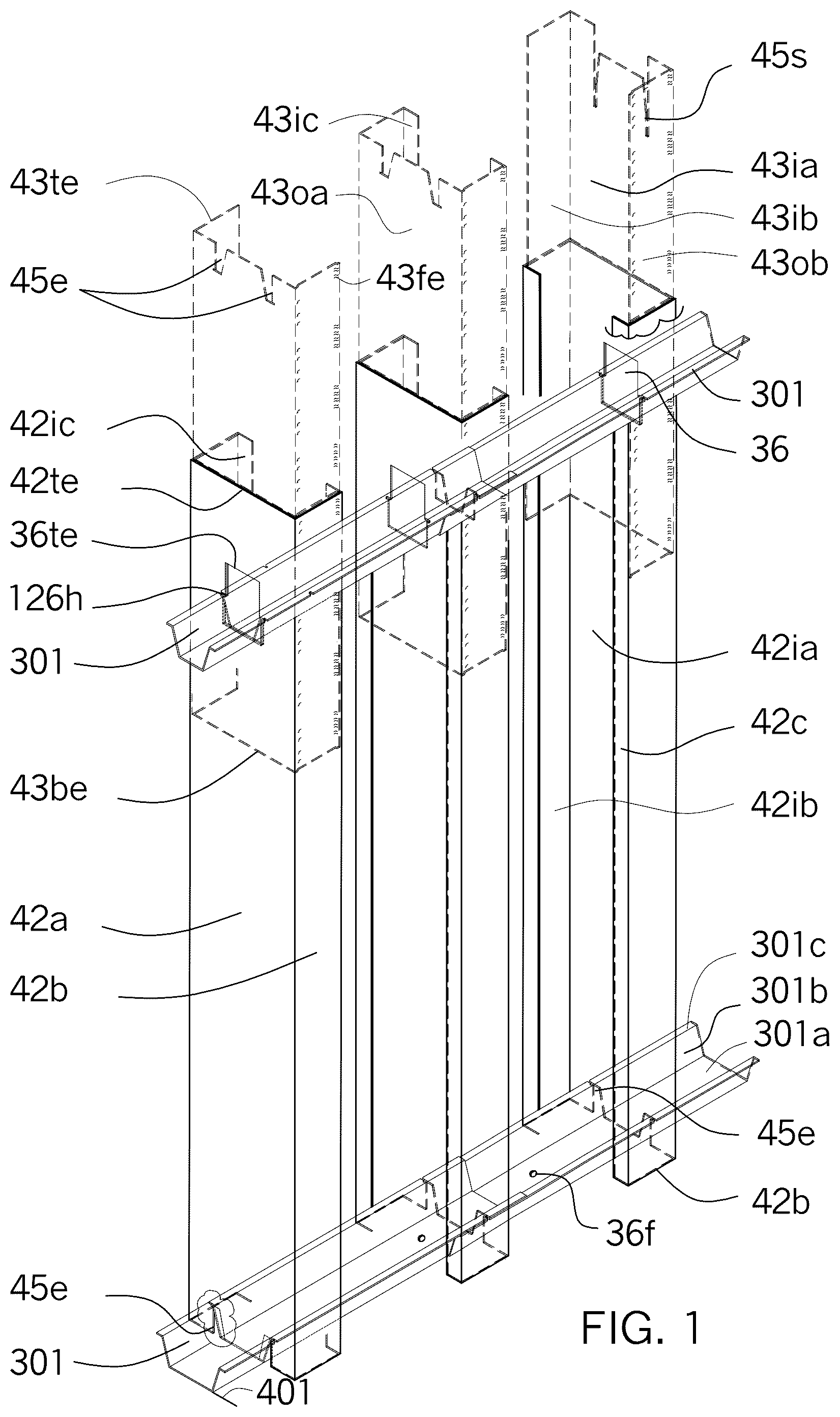 Patent US12338622 Figure 1 – Adjustable metal framing system and connecton