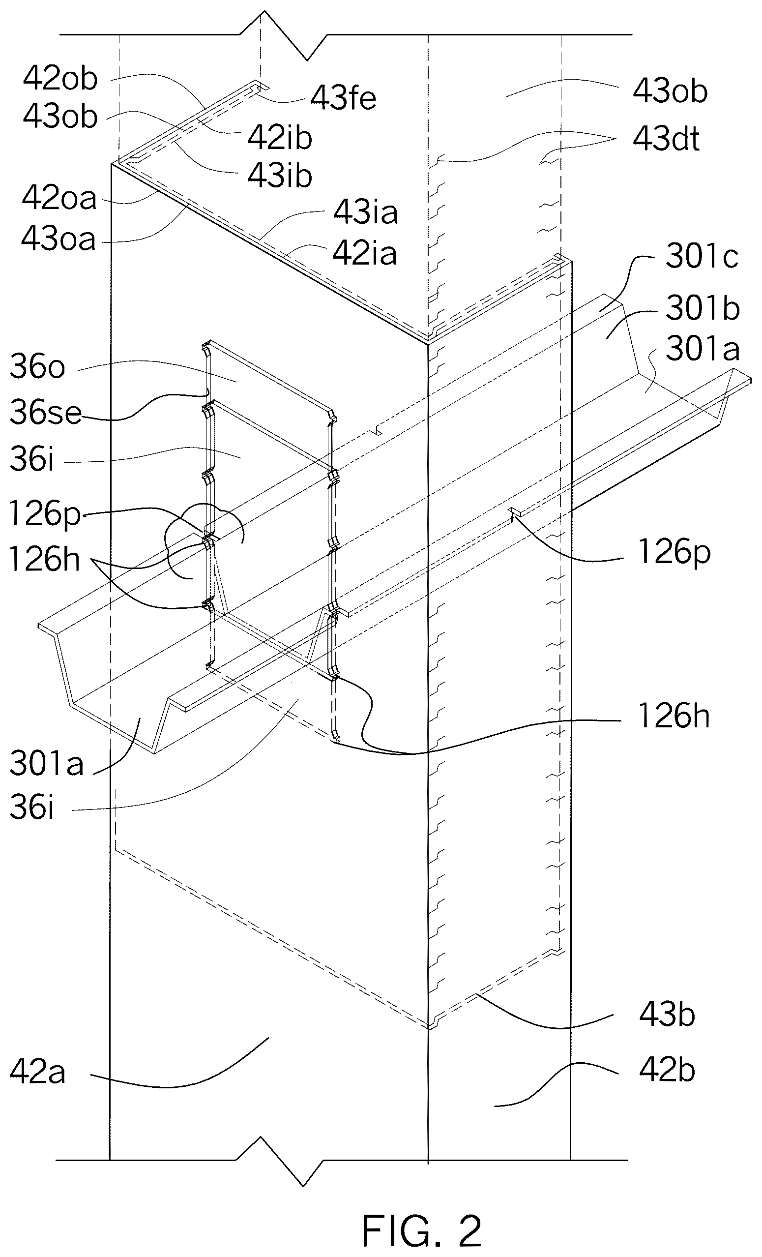Patent US12338622 Figure 2 – Adjustable metal framing system and connecton