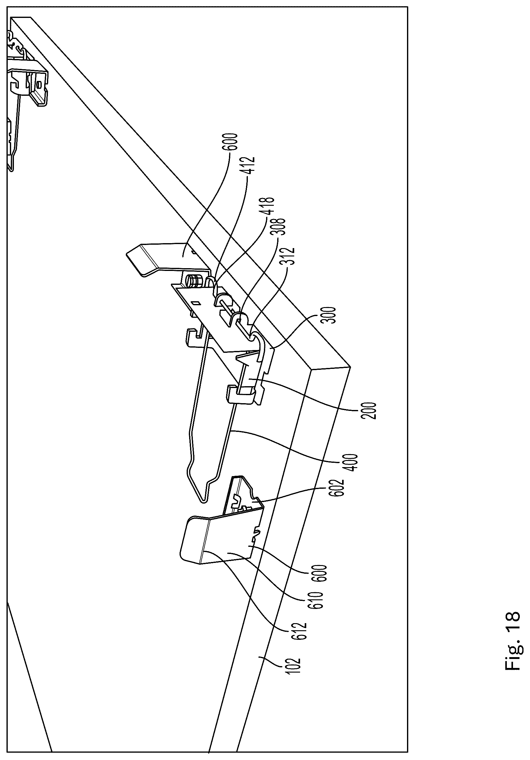 Patent US12338623 Figure 7 – Attachment components and system for ceiling panels