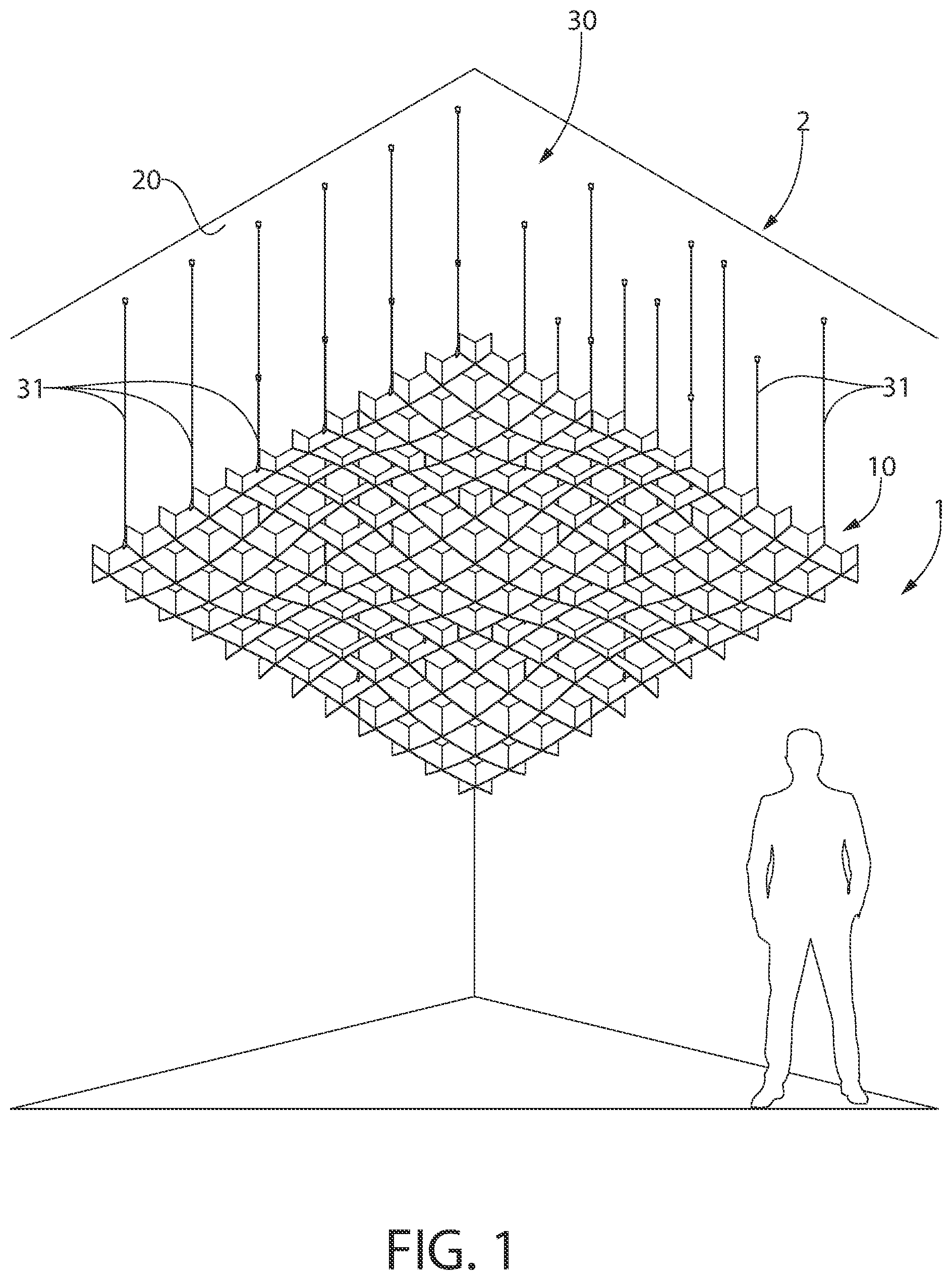 Patent US12338624 — Ceiling system and method of installation — Figure 1