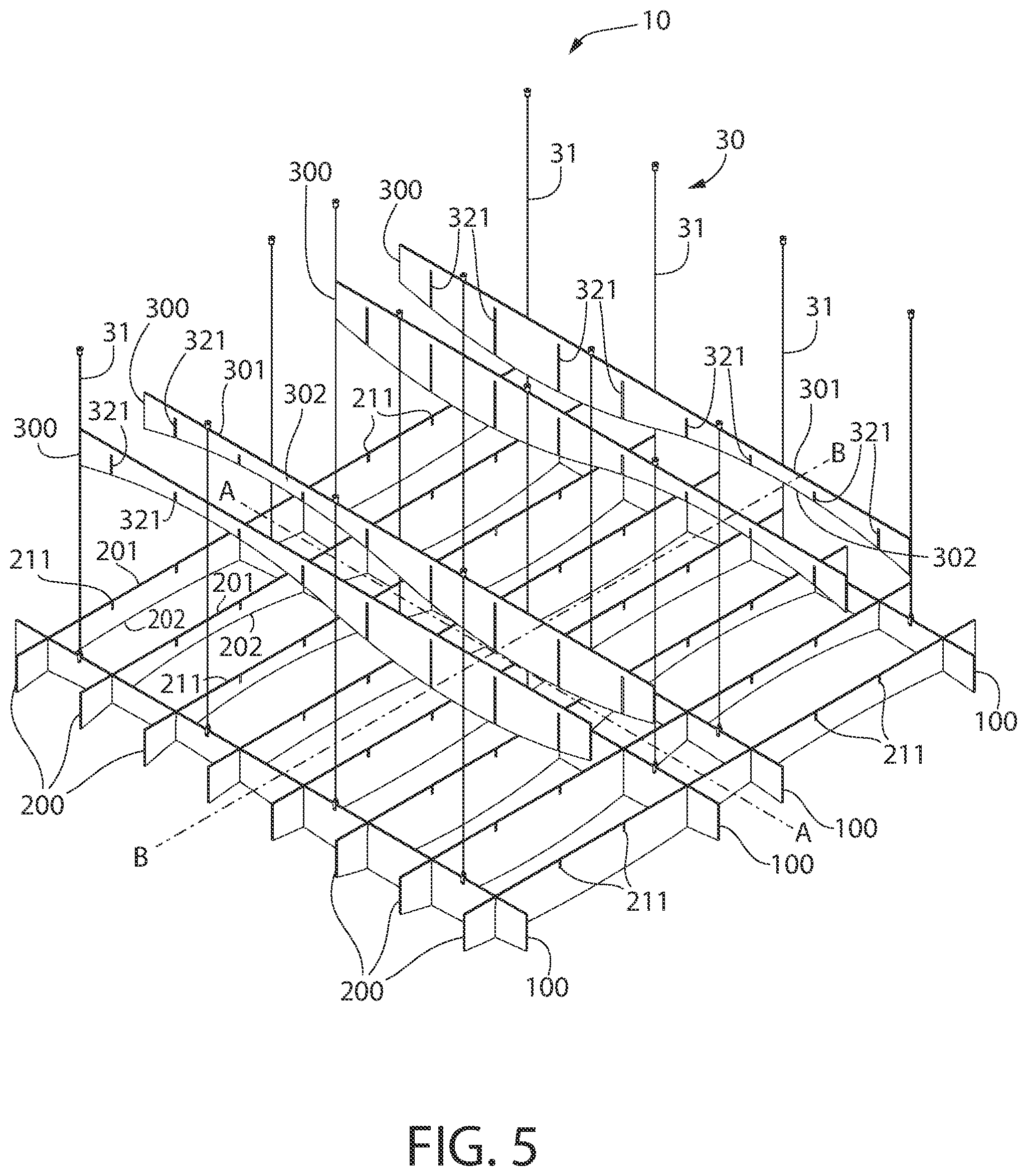 Patent US12338624 Figure 5 – Ceiling system and method of installation