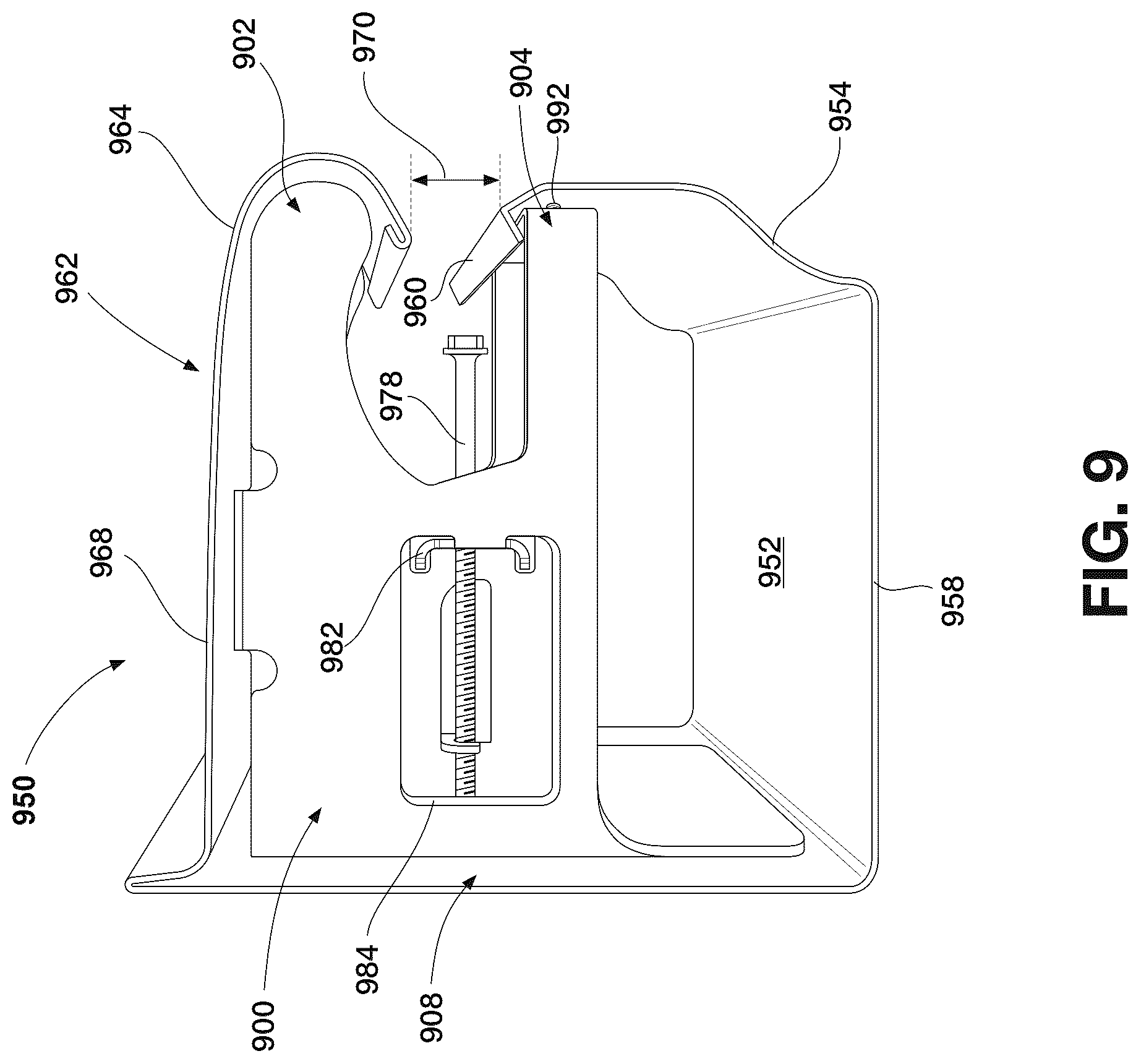 Patent US12338630 Figure 9 – Covered rain gutter system