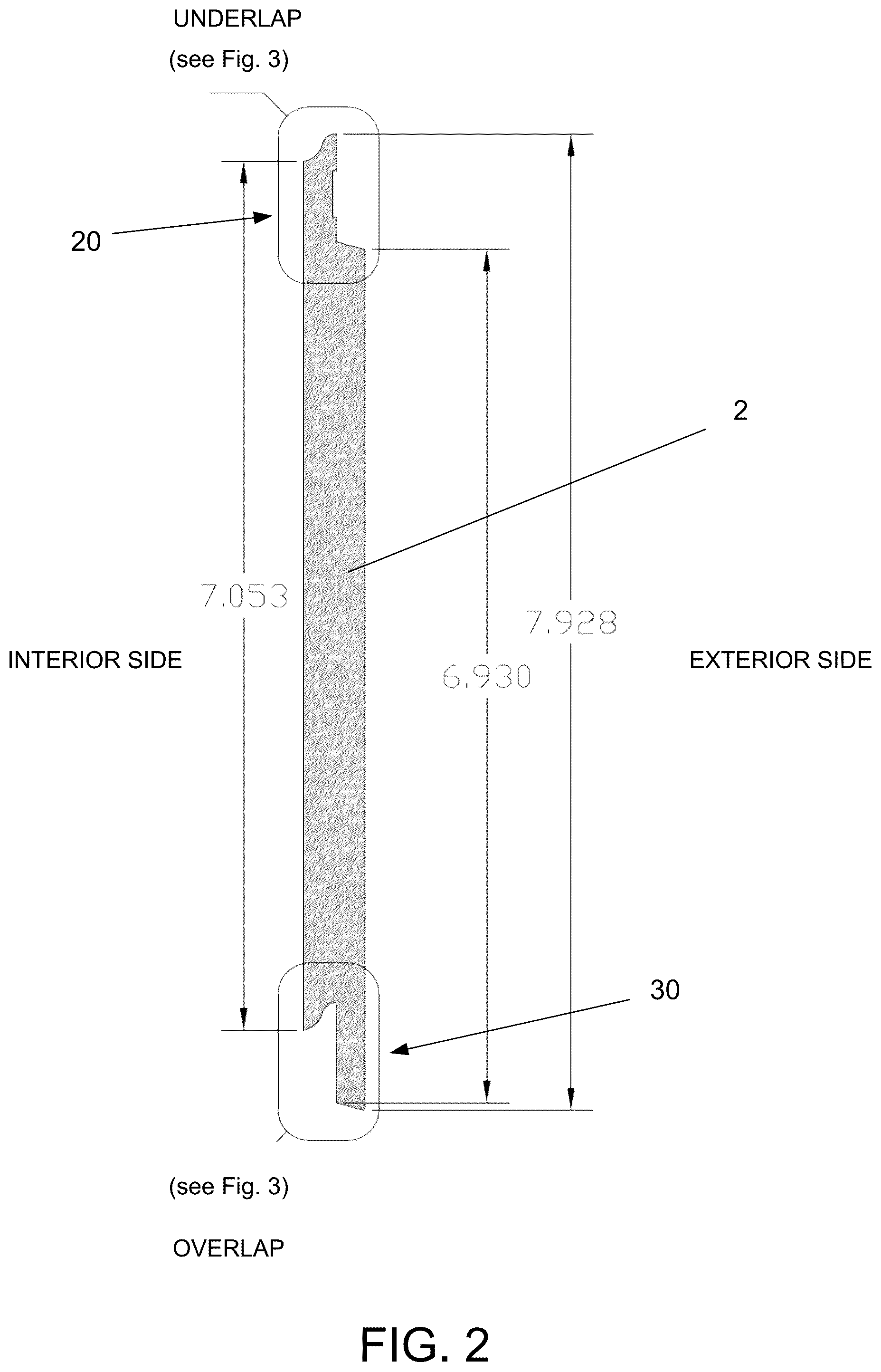 Patent US12338636 Figure 2 – Nickel-gap flat siding product with locking joint