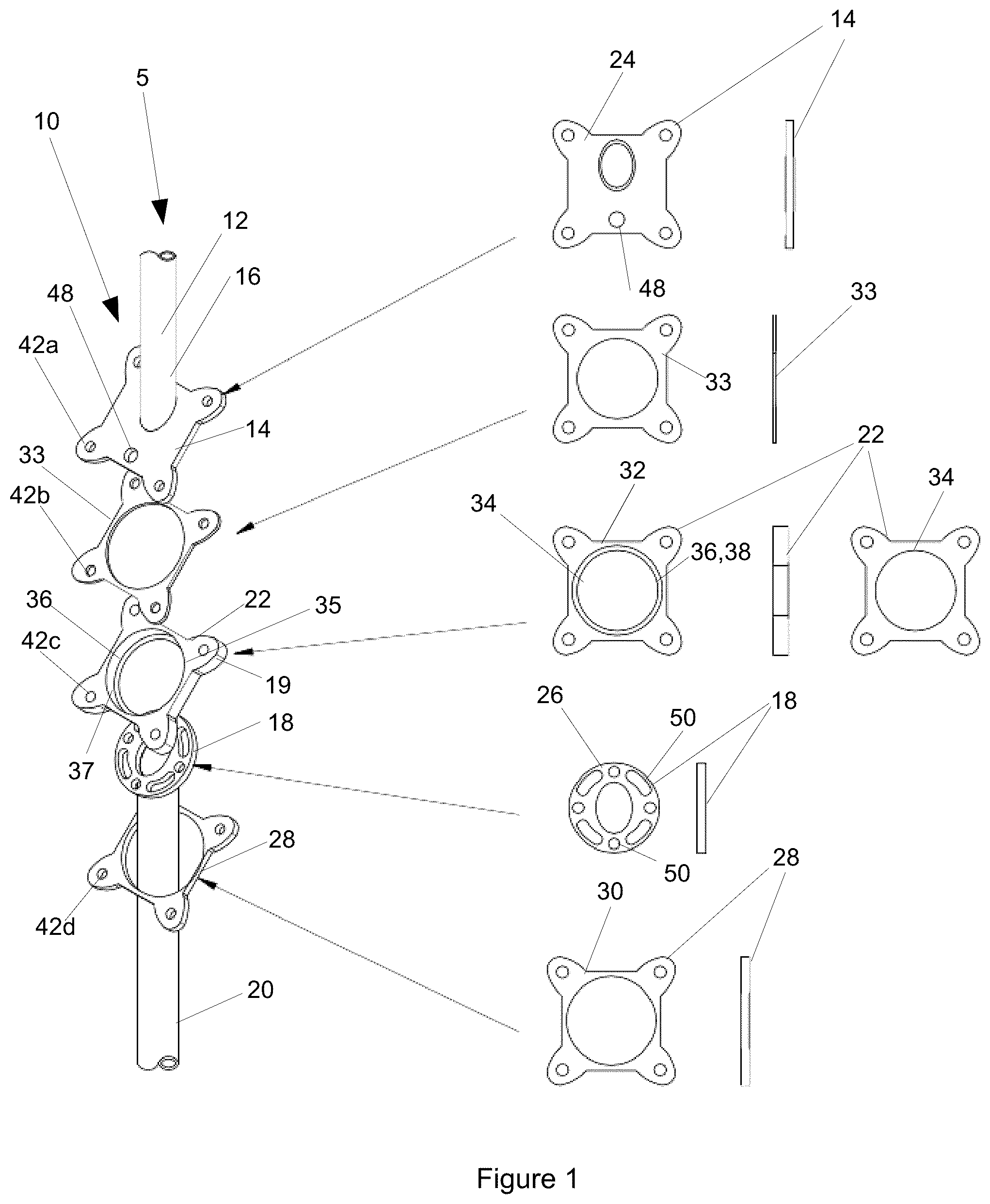 Patent US12338643 Figure 1 – Swing arrangement for a pole