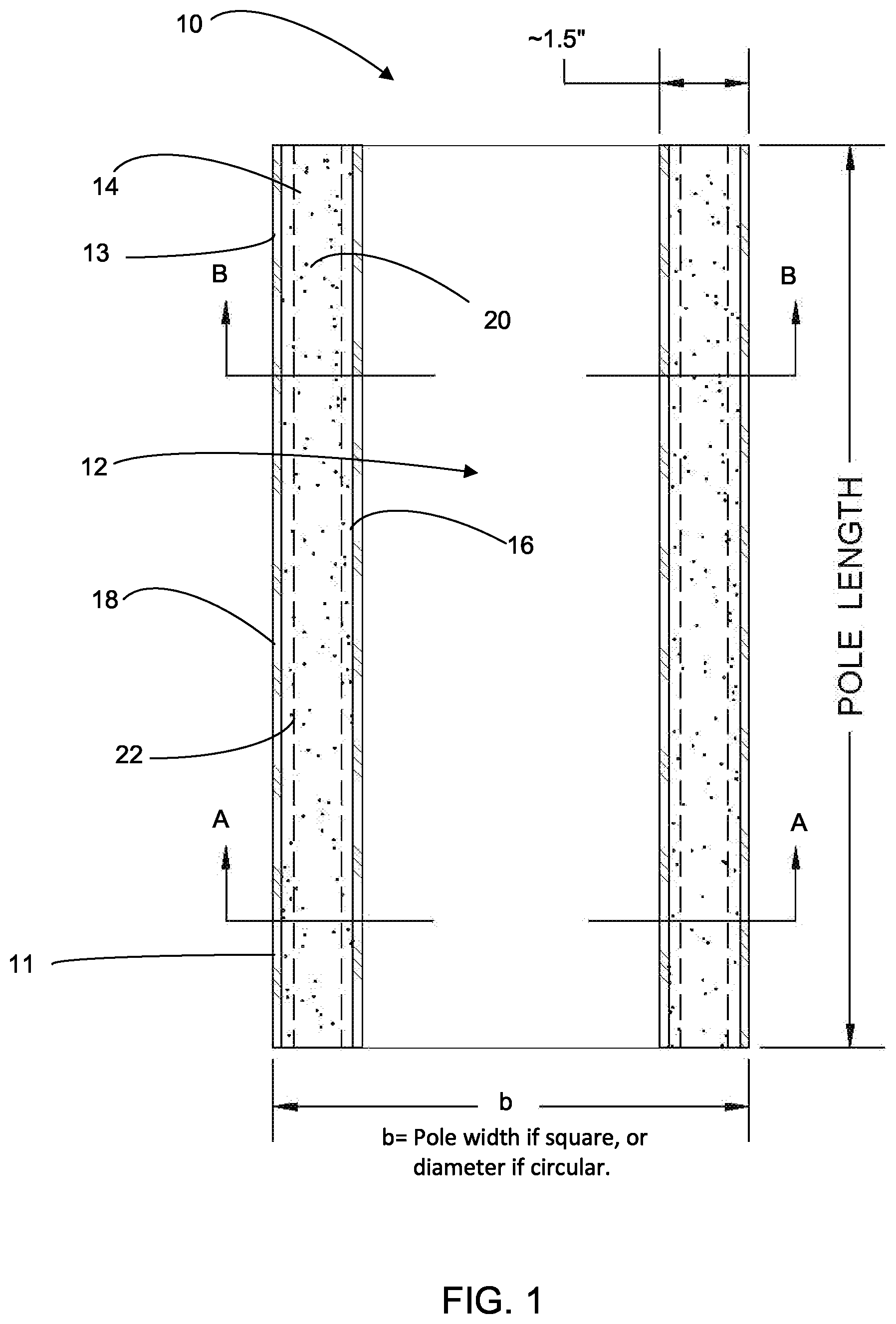 Patent US12338645 — Pole assembly — Figure 1