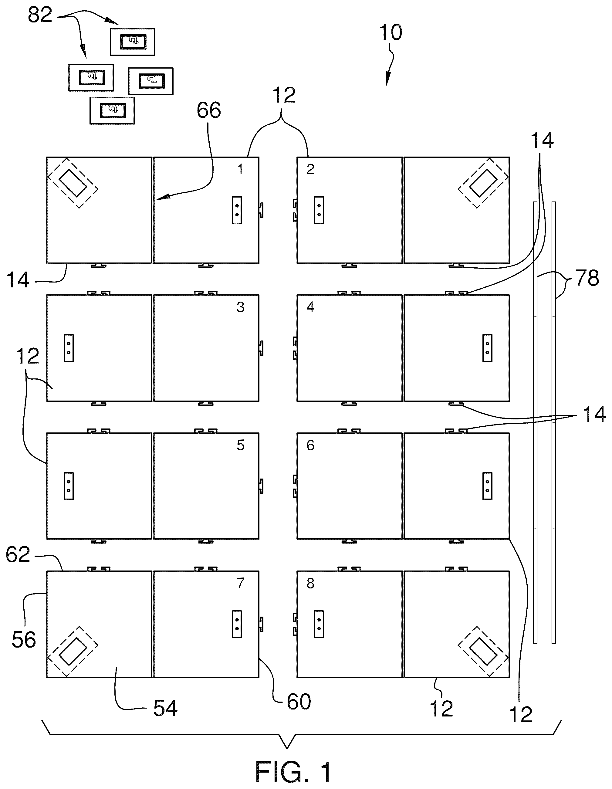 Patent US12338648 Figure 1 – Modular tent floor assembly