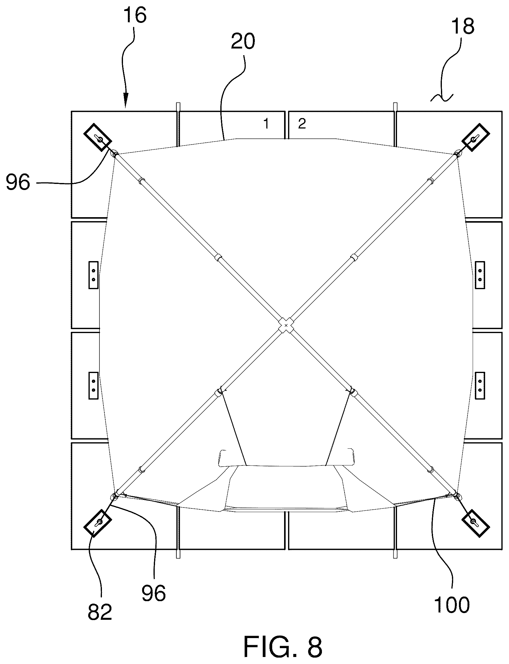 Patent US12338648 Figure 7 – Modular tent floor assembly