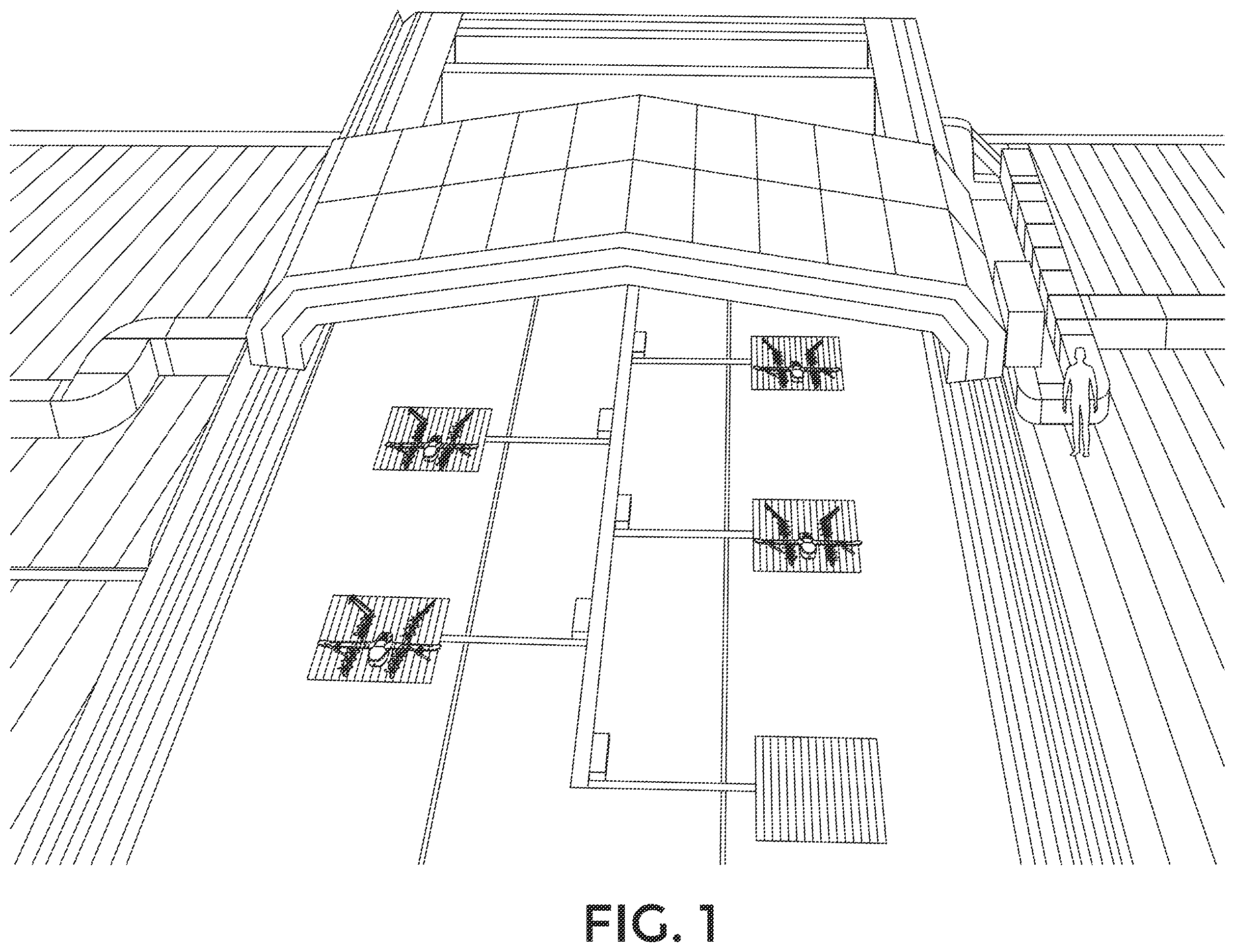 Patent US12338650 Figure 1 – Modular housing structure for unmanned aerial vehicles having a repeating structure and ingress point