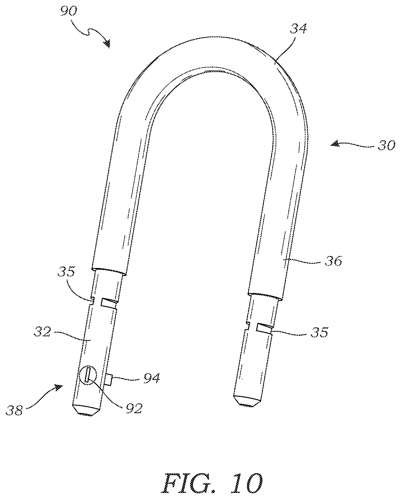 Patent US12338652 Figure 6 – Lockable shackle for a lockbox