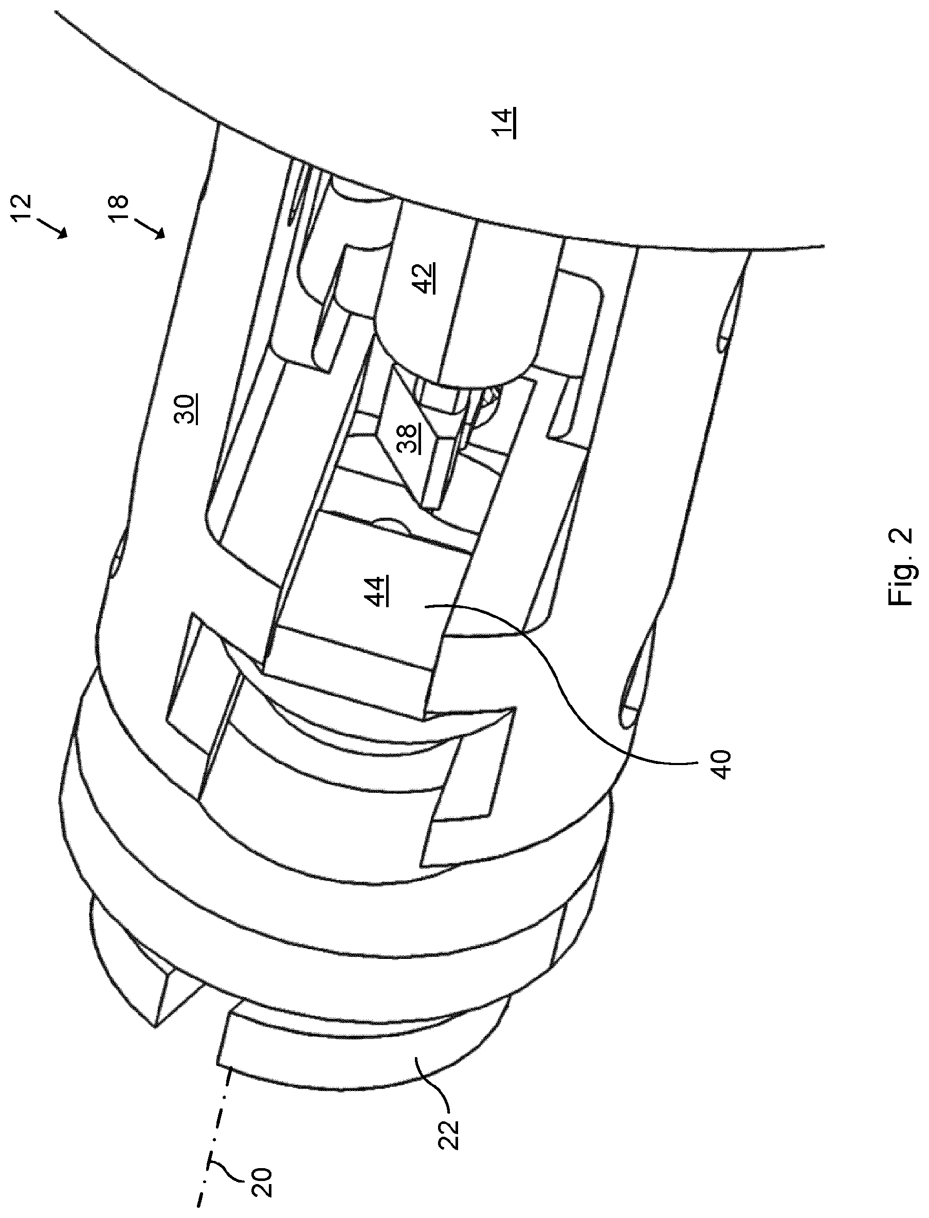 Patent US12338655 Figure 2 – Actuating device and lock device
