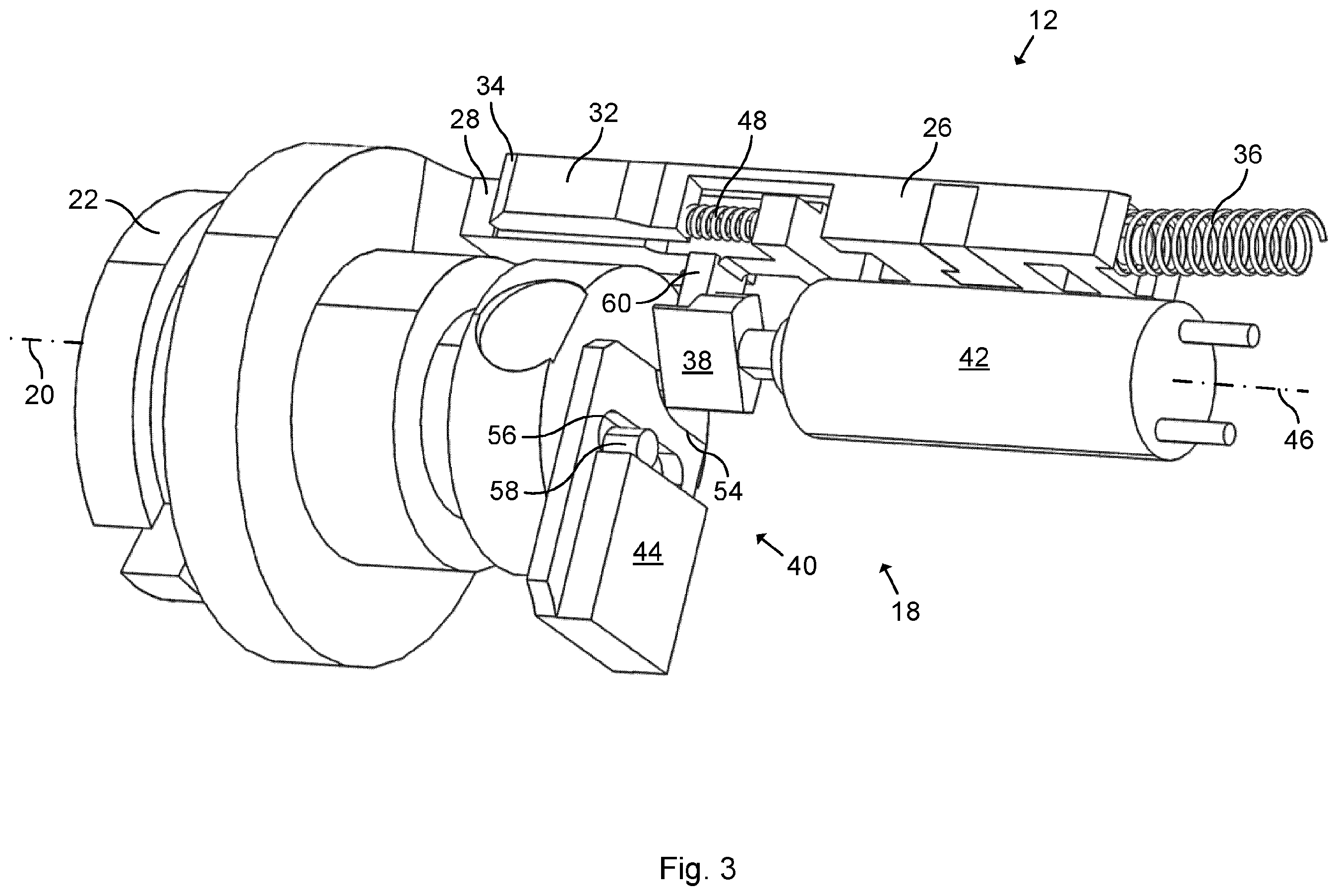 Patent US12338655 Figure 3 – Actuating device and lock device