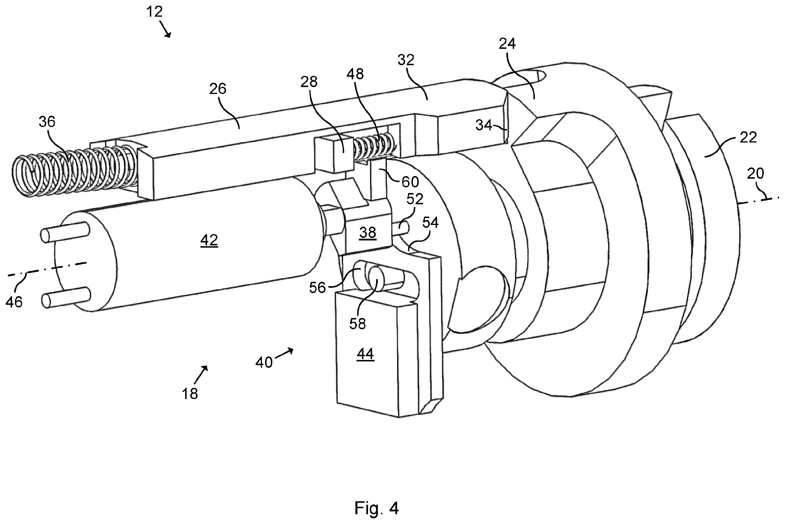 Patent US12338655 Figure 4 – Actuating device and lock device