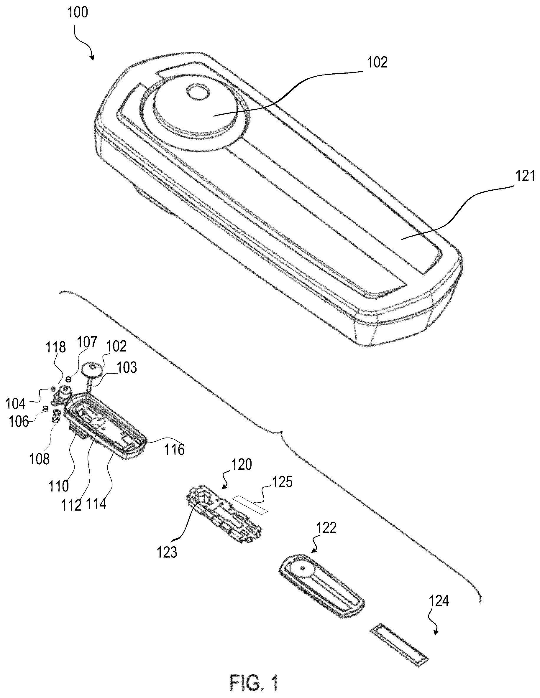 Patent US12338660 Figure 1 – Security tag with unlocking assembly