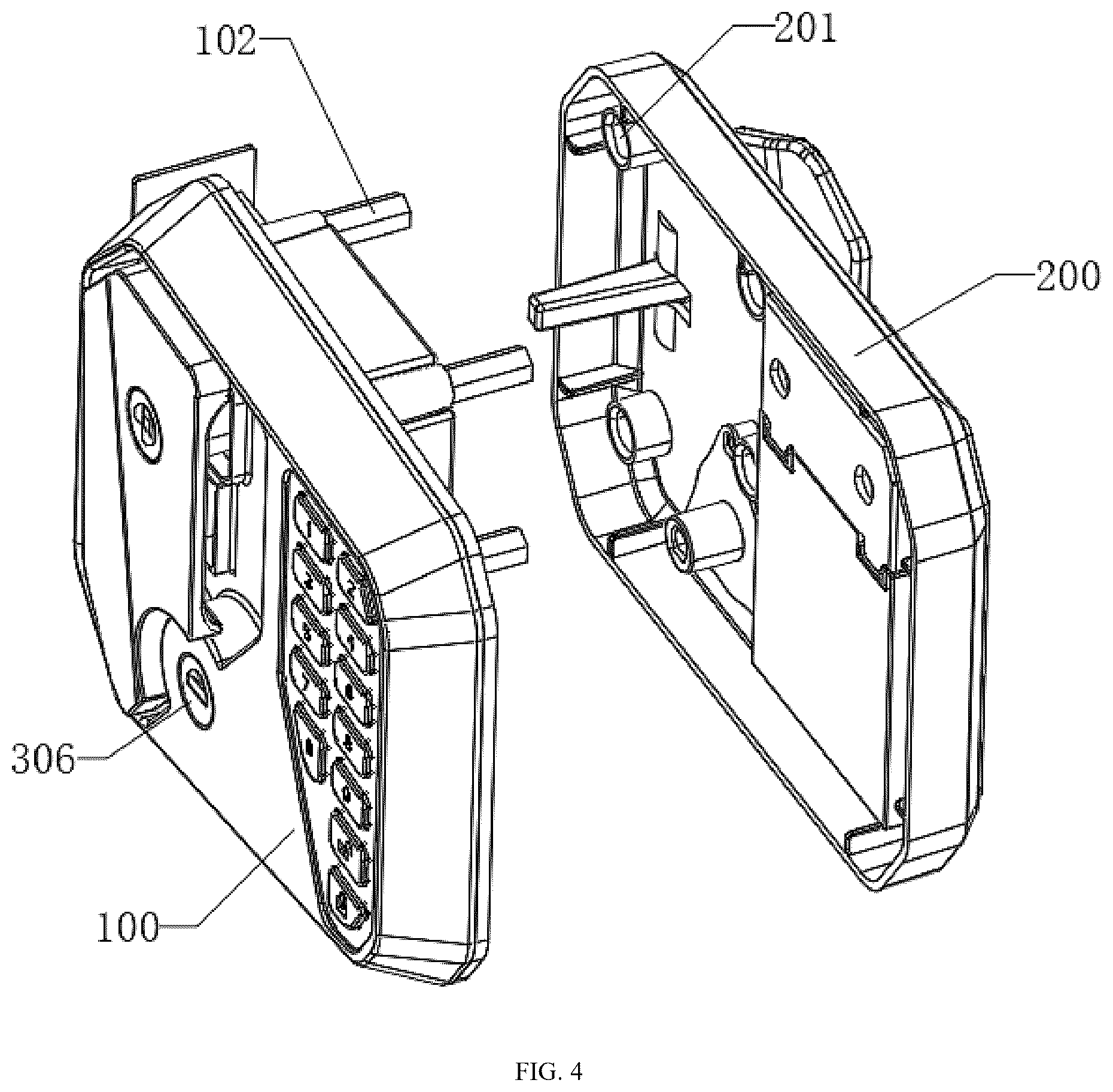 Patent US12338666 Figure 4 – Transmission device for door lock of recreational vehicle