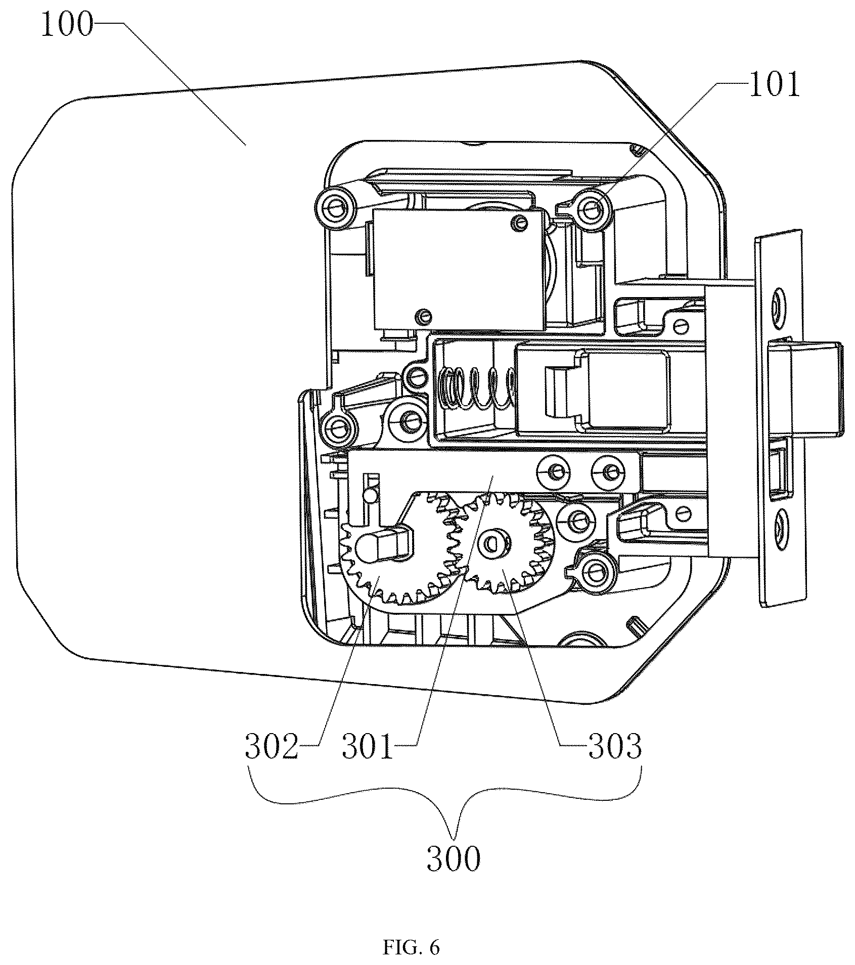 Patent US12338666 Figure 6 – Transmission device for door lock of recreational vehicle