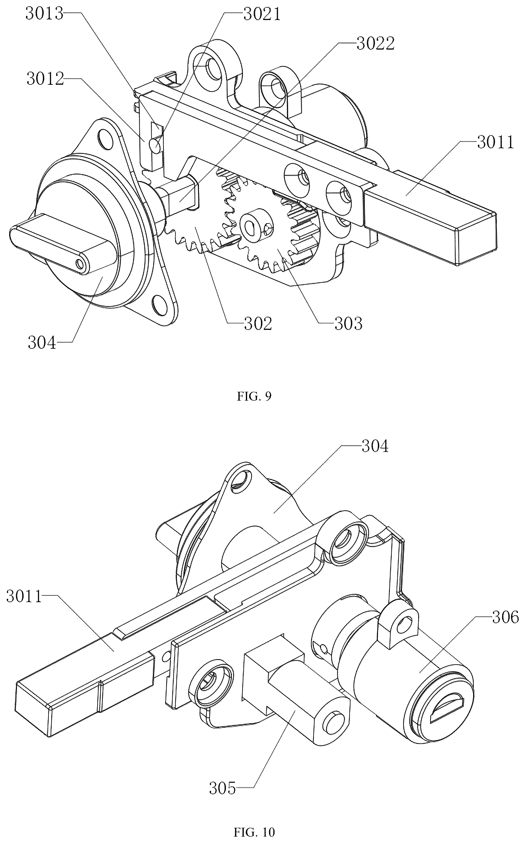 Patent US12338666 Figure 9 – Transmission device for door lock of recreational vehicle