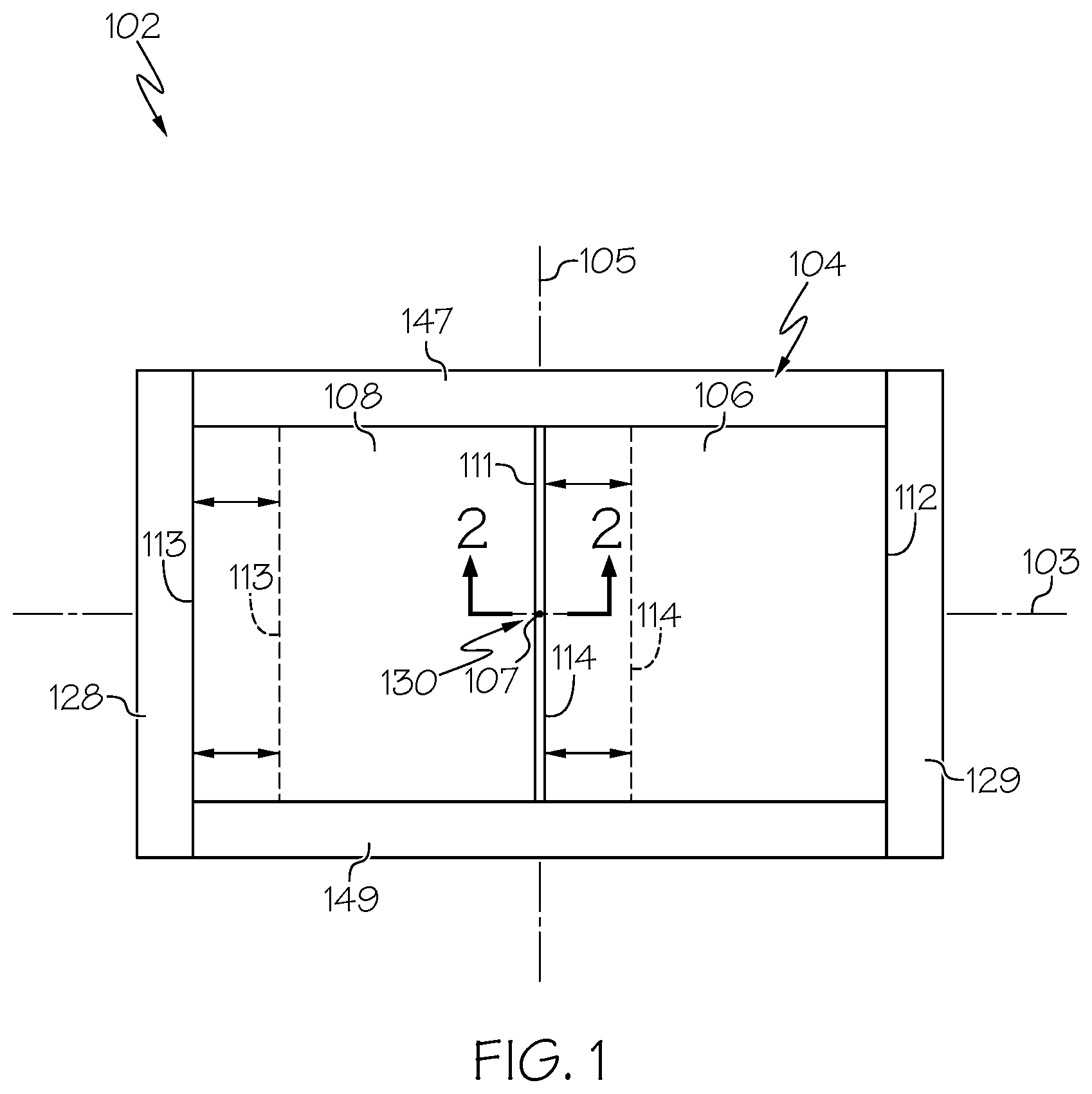 Patent US12338676 Figure 1 – Fenestration unit with plural panels and interpanel coupling system