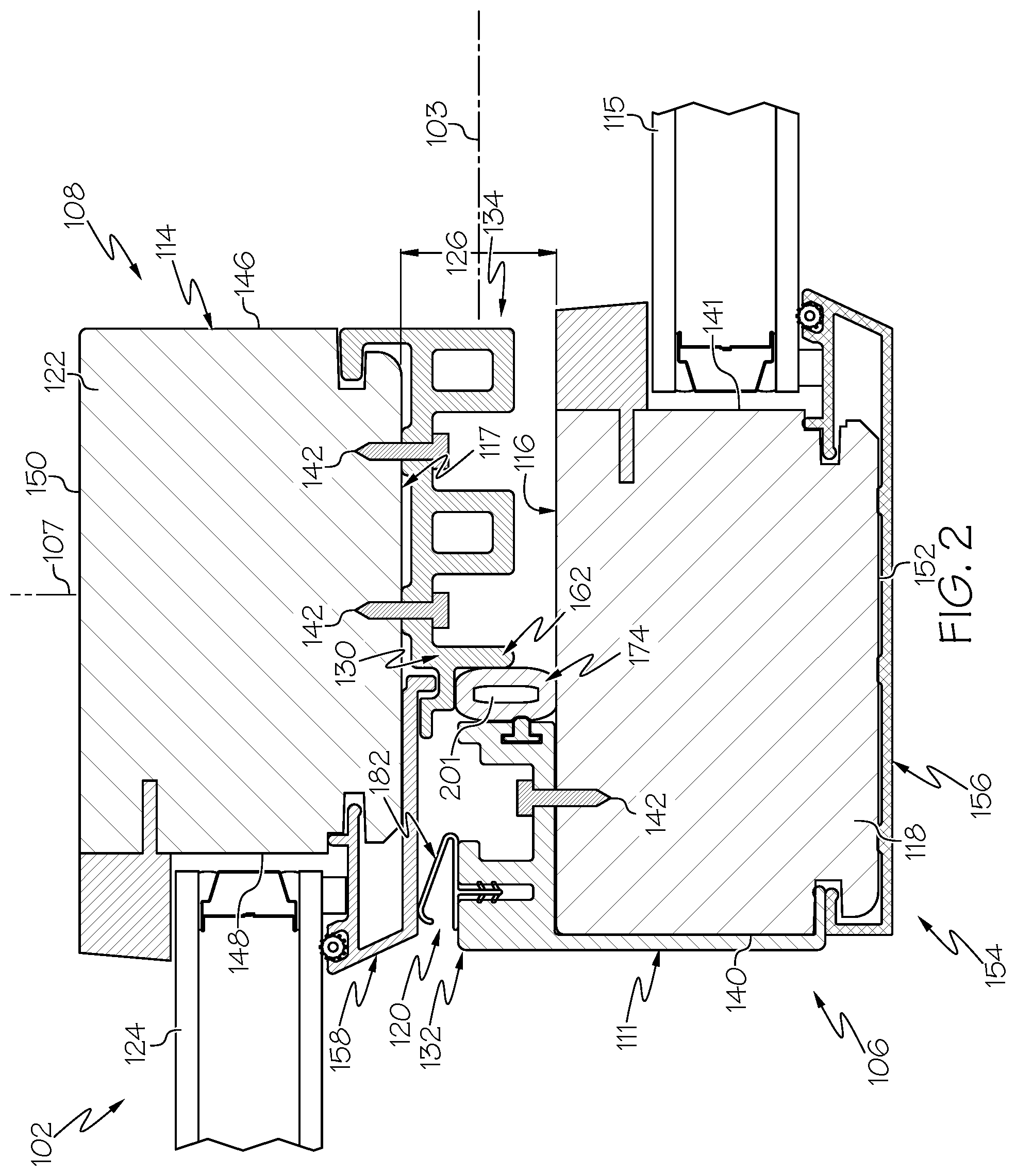 Patent US12338676 Figure 2 – Fenestration unit with plural panels and interpanel coupling system
