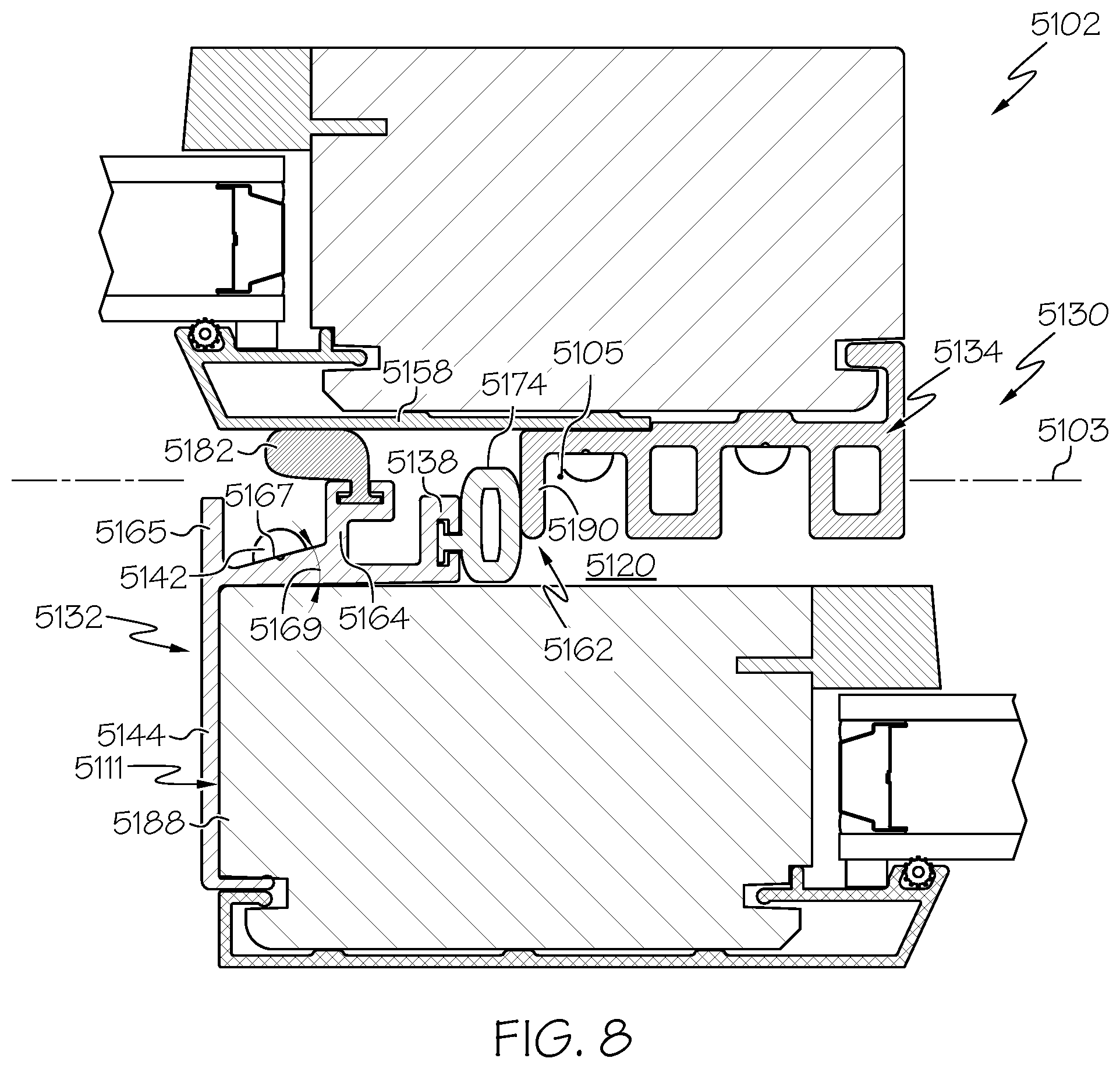 Patent US12338676 Figure 8 – Fenestration unit with plural panels and interpanel coupling system