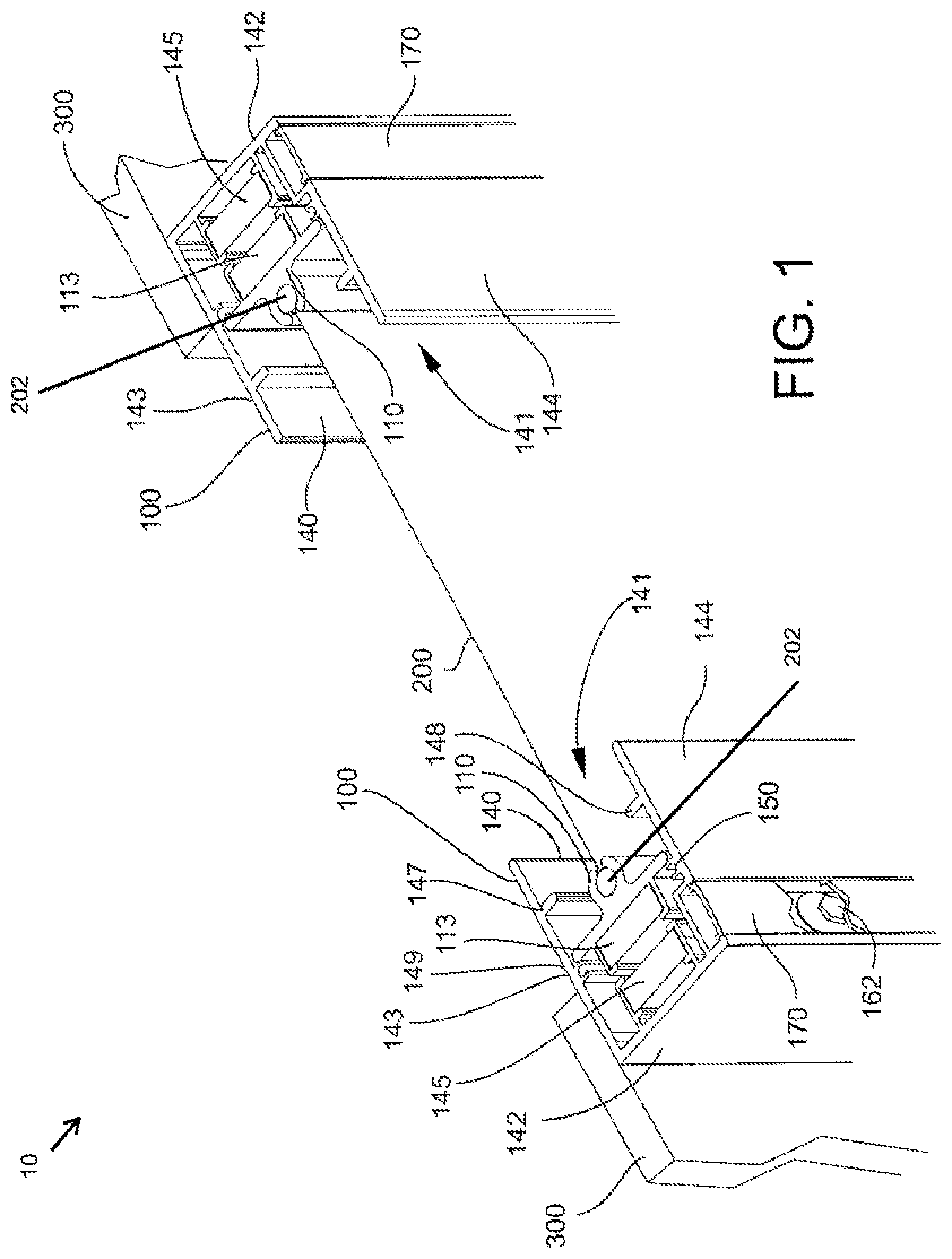 Patent US12338683 Figure 1 – Self-tensioning magnetic tracks and track assemblies