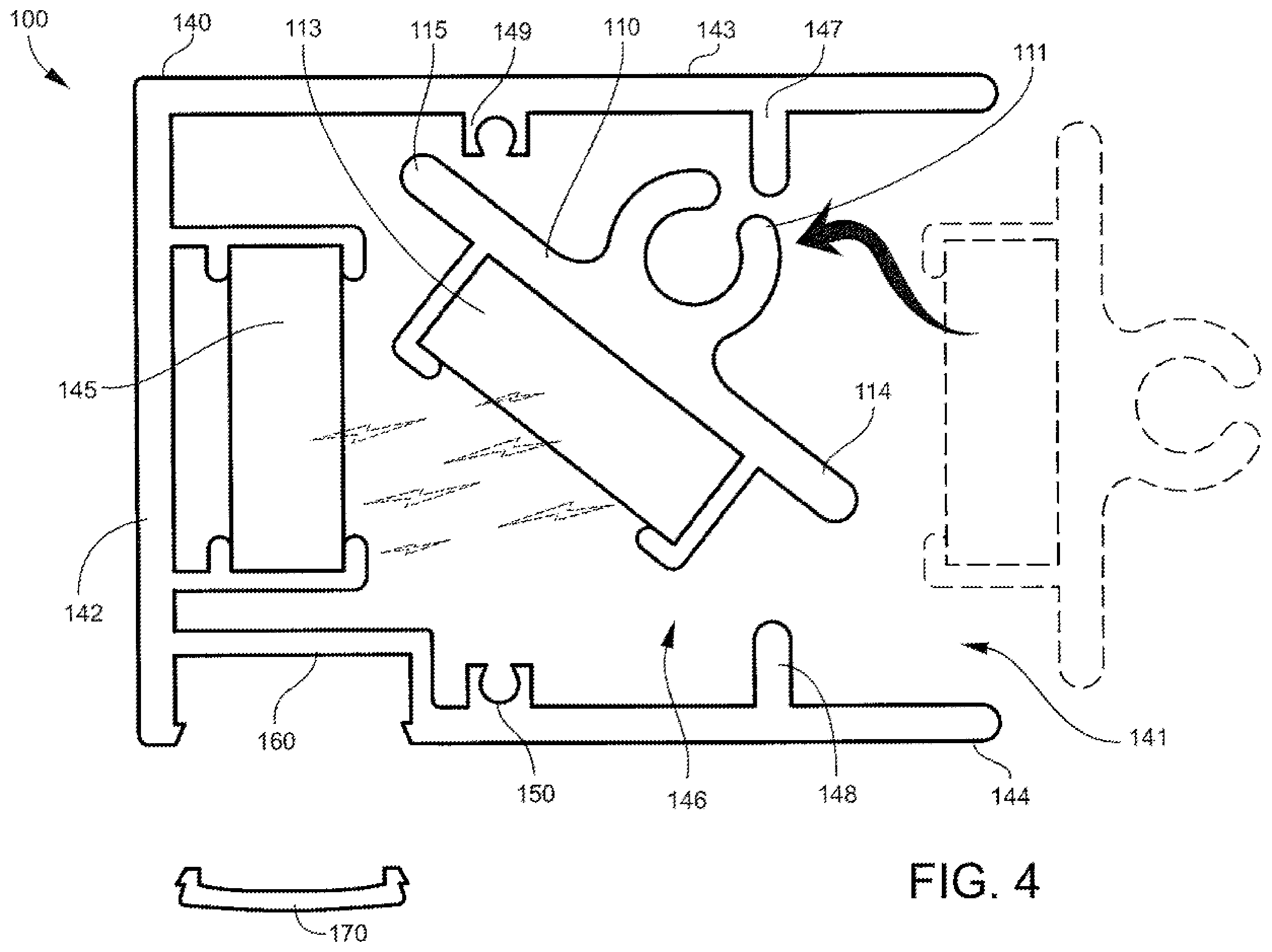 Patent US12338683 Figure 4 – Self-tensioning magnetic tracks and track assemblies