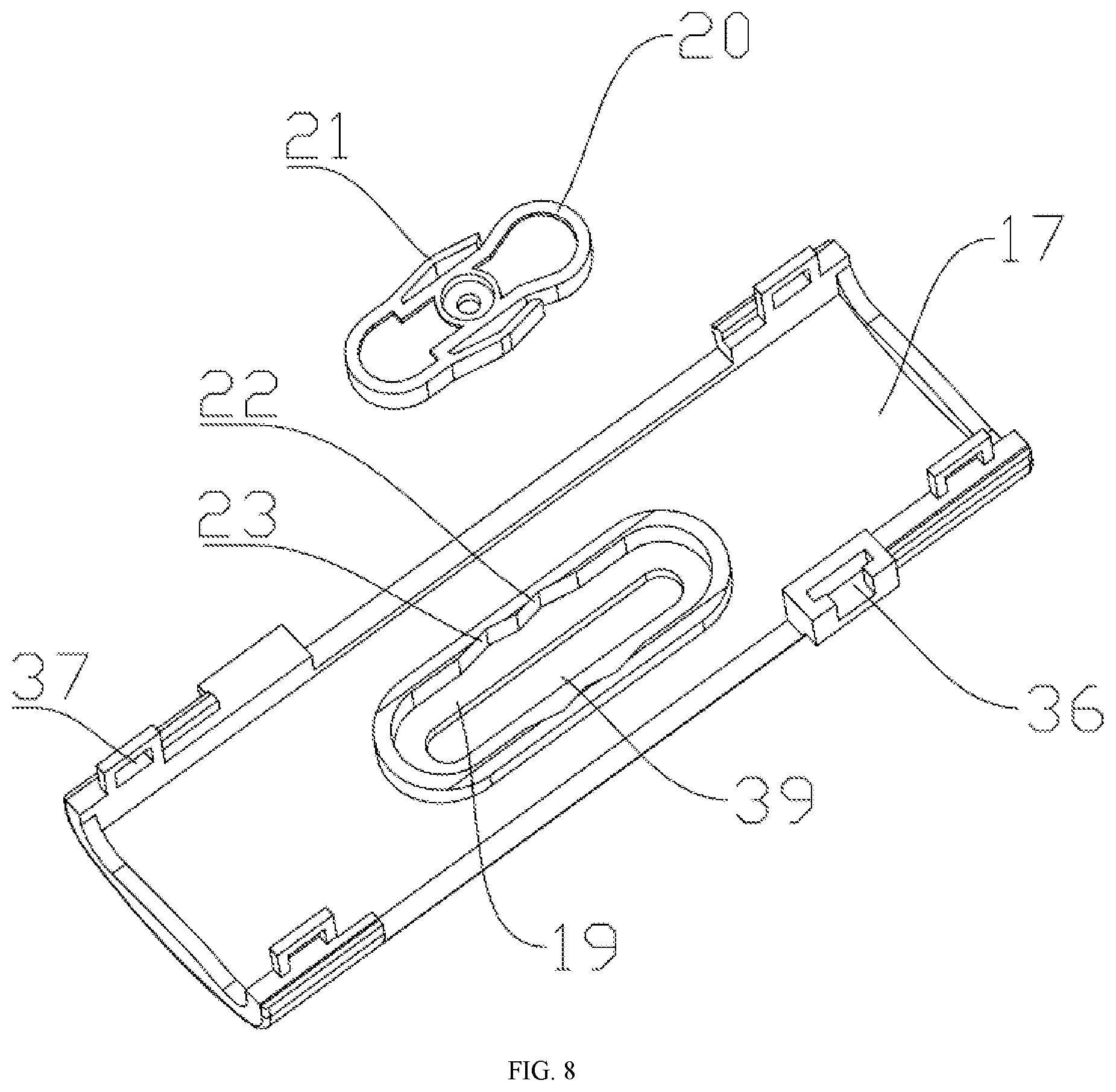 Patent US12338684 Figure 6 – Child-resistant roller blind lifting fixing rod and use method thereof