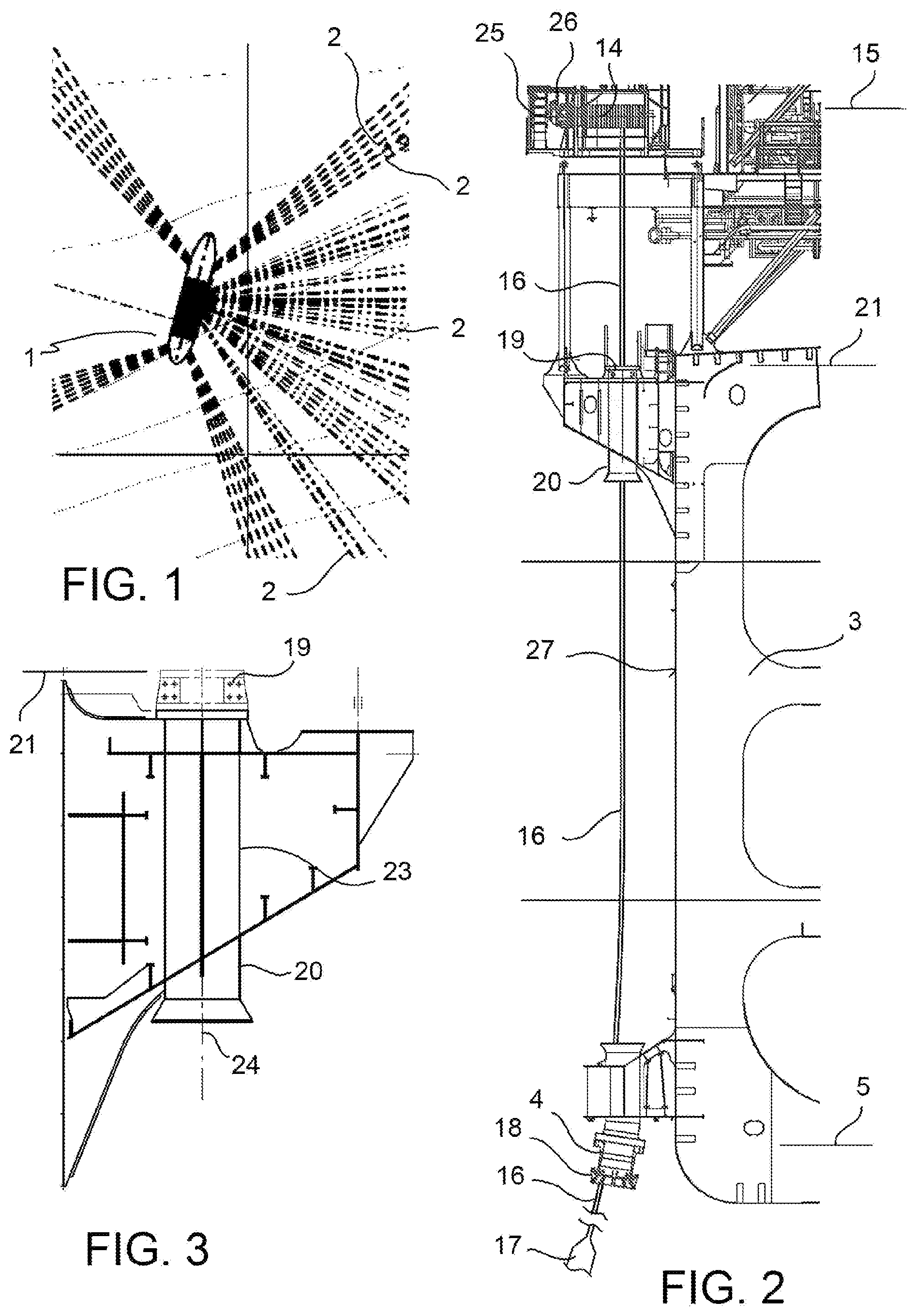 Patent US12338694 Figure 1 – Off shore rigid steel riser termination and fixation system to Floating Production Storage Offloading (FPSO) vessel