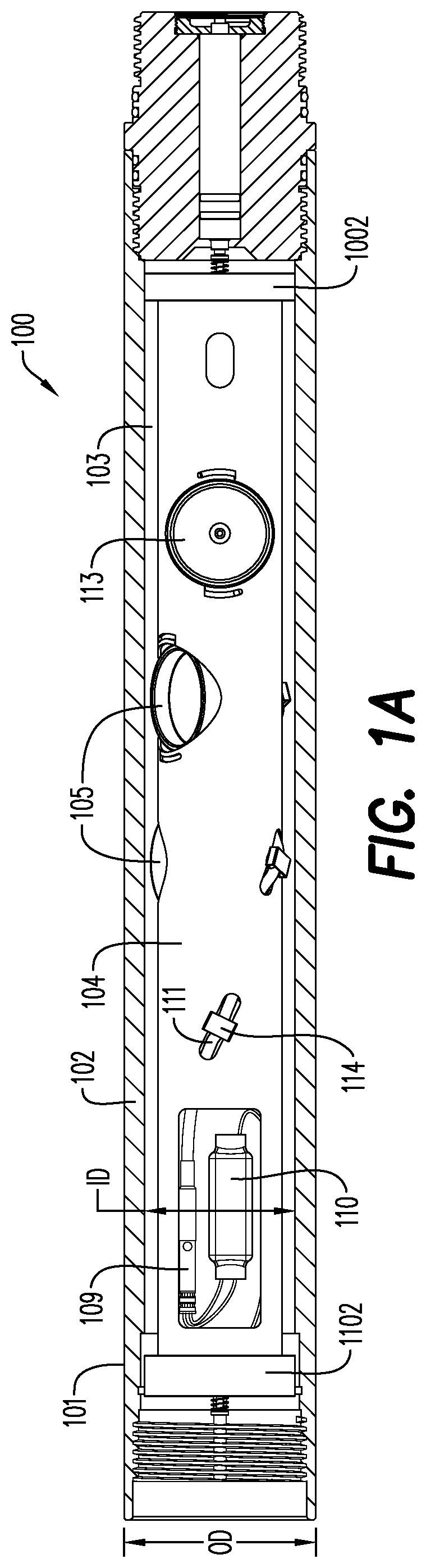 Patent US12338716 Figure 1 – Perforating gun assembly with performance optimized shaped charge load