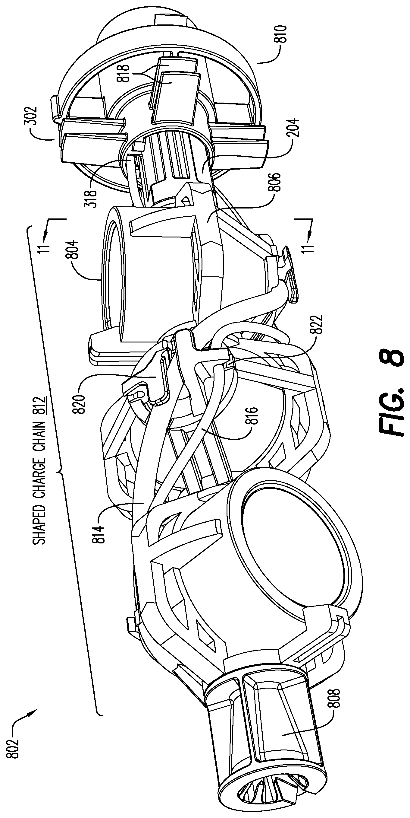 Patent US12338718 Figure 9 – Orienting perforation gun assembly