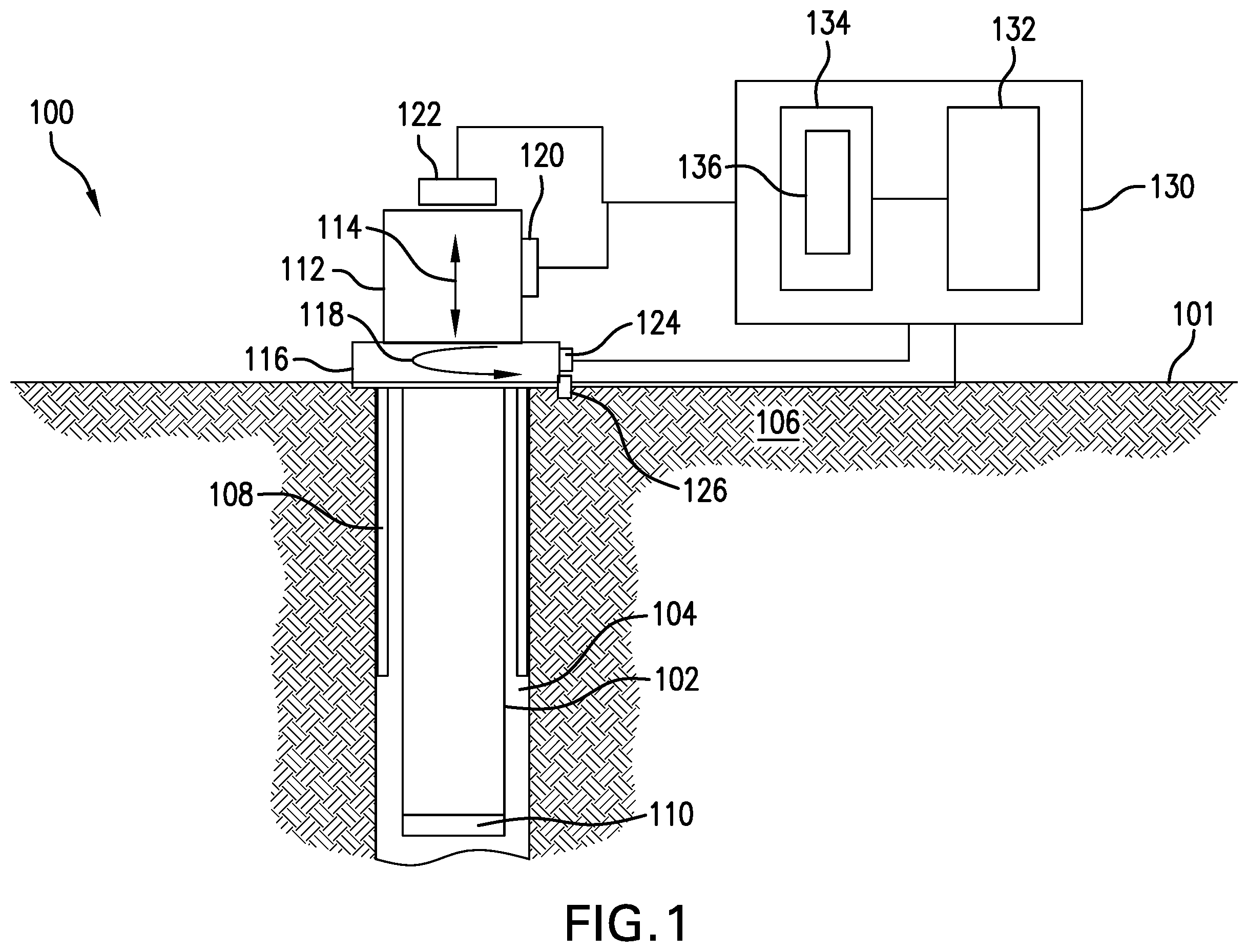 Patent US12338725 Figure 1 – System to model distributed torque, drag and friction along a string