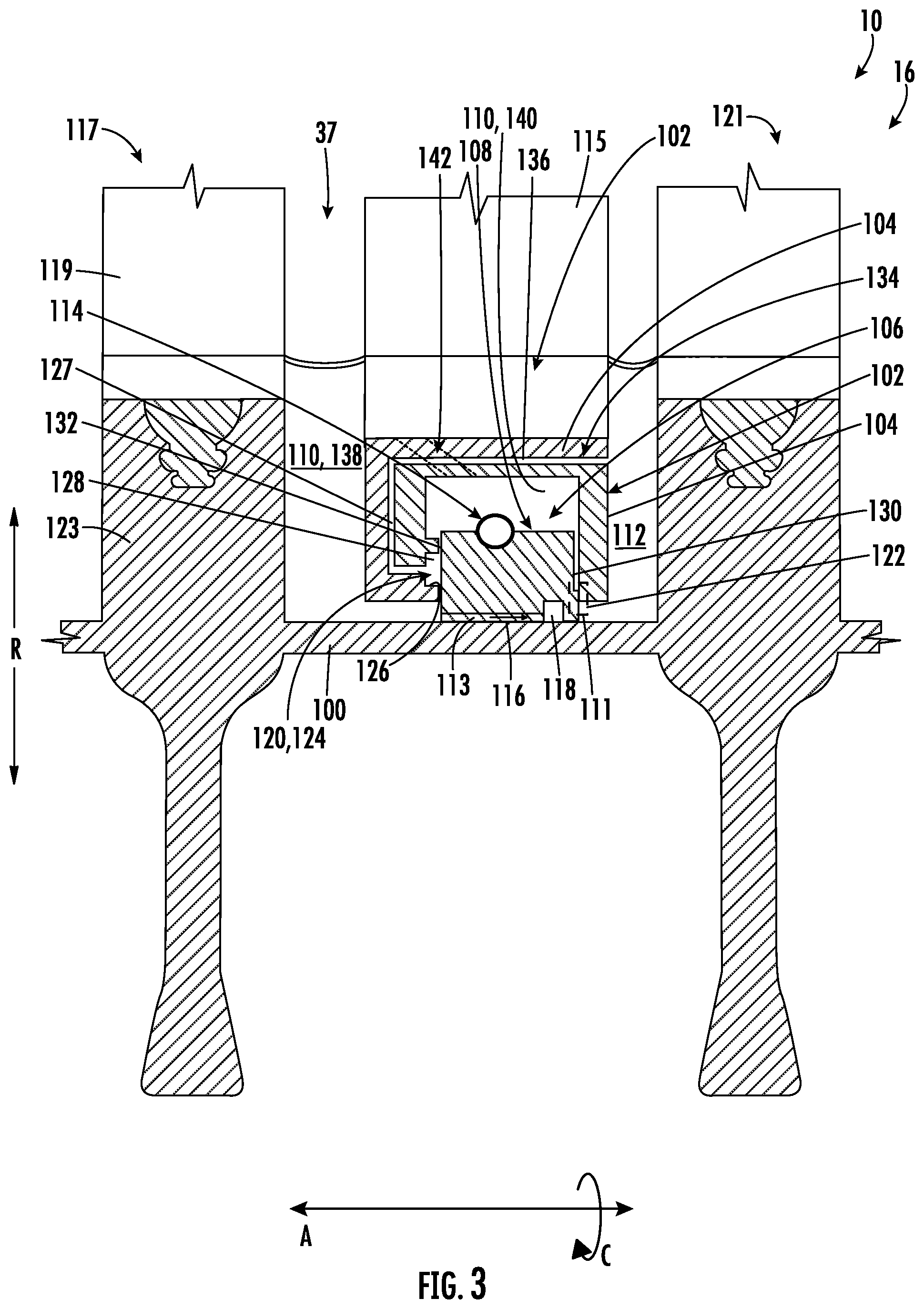 Patent US12338737 Figure 3 – Seal assembly for a turbine engine