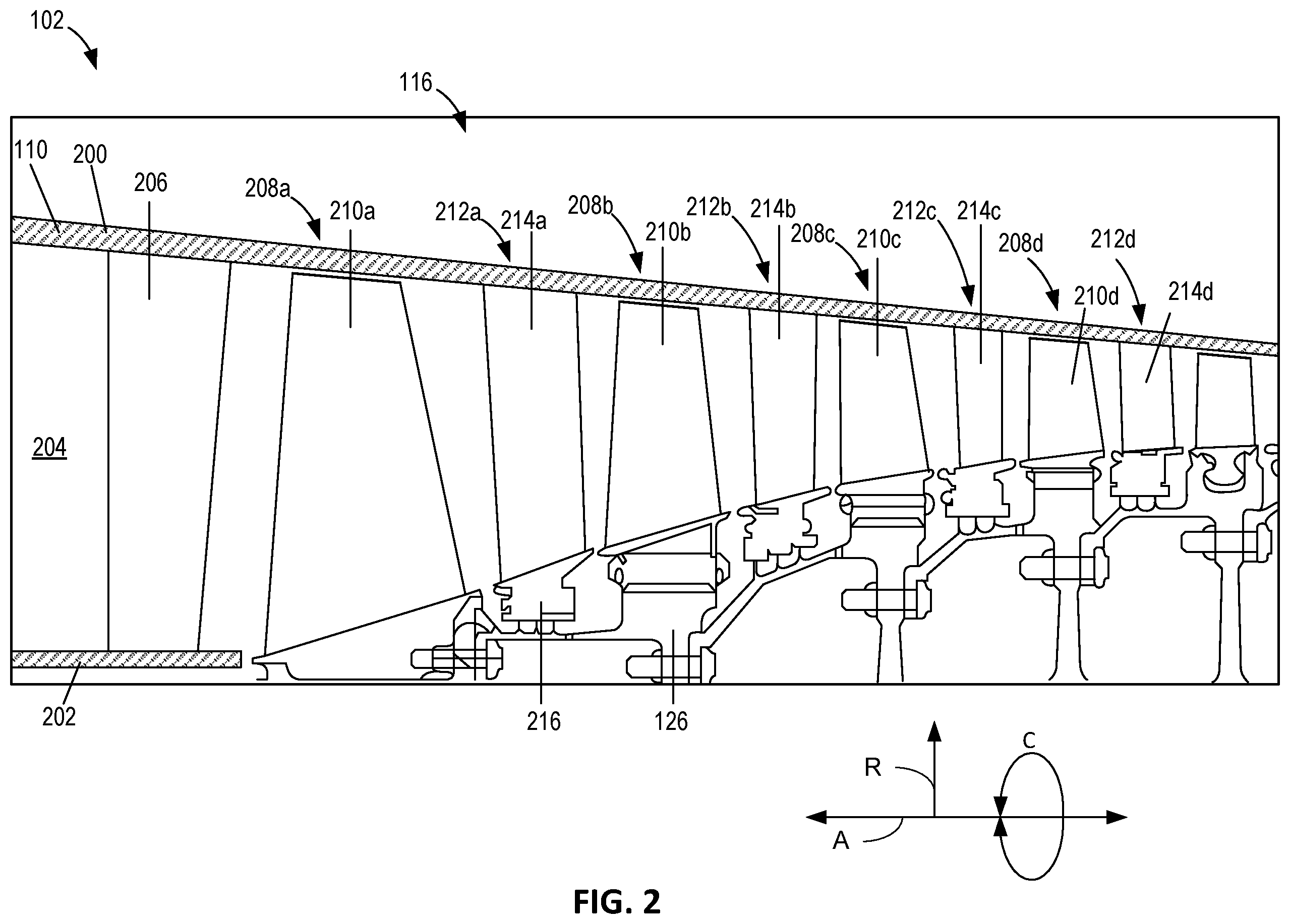 Patent US12338743 Figure 2 – Gas turbine engines having moveable inlet guide vanes and stator vanes