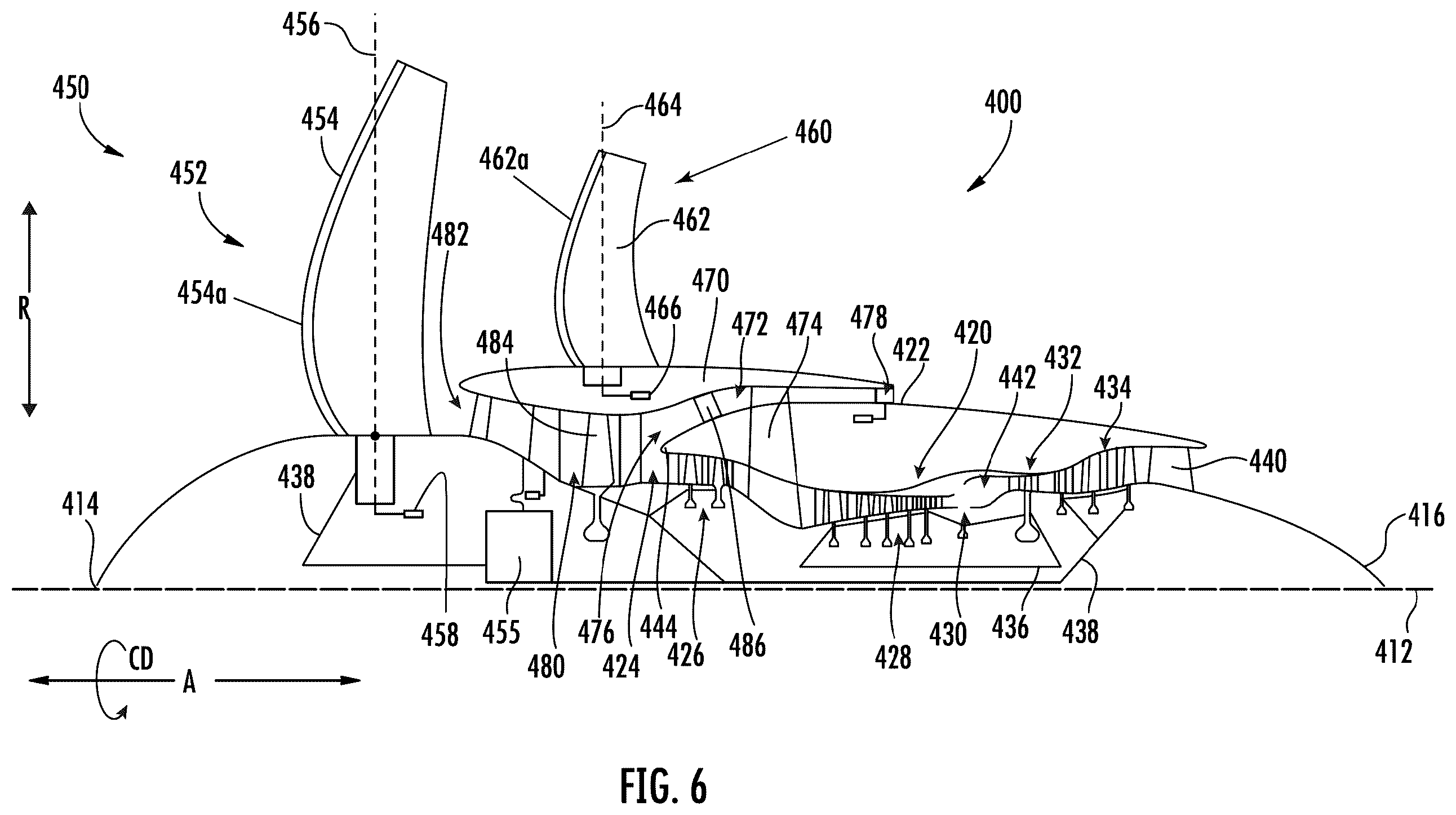 Patent US12338747 Figure 6 – Turbine engine with composite airfoils