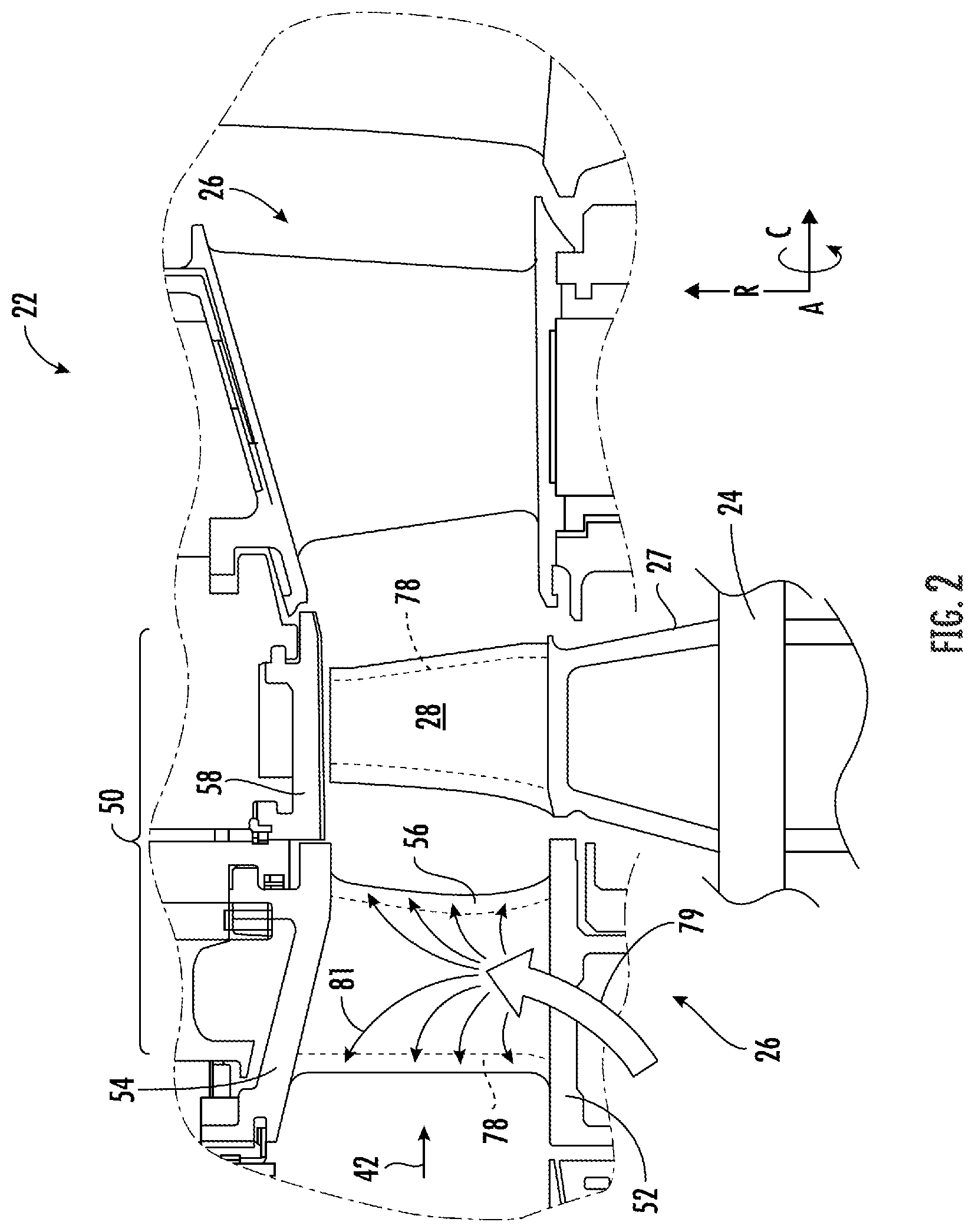 Patent US12338749 Figure 2 – Cooling circuit for a stator vane braze joint